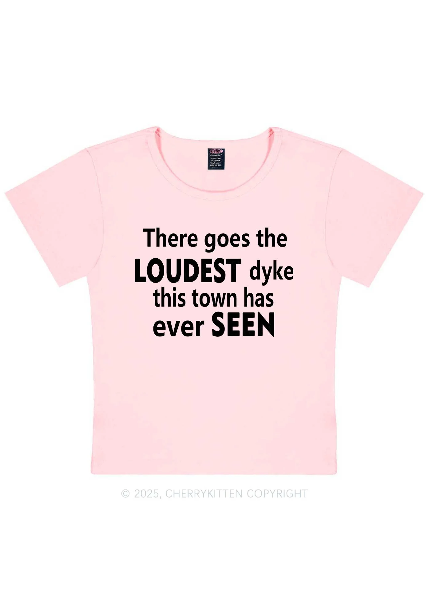 The Loudest Dyke Y2K Baby Tee Cherrykitten - Image 13
