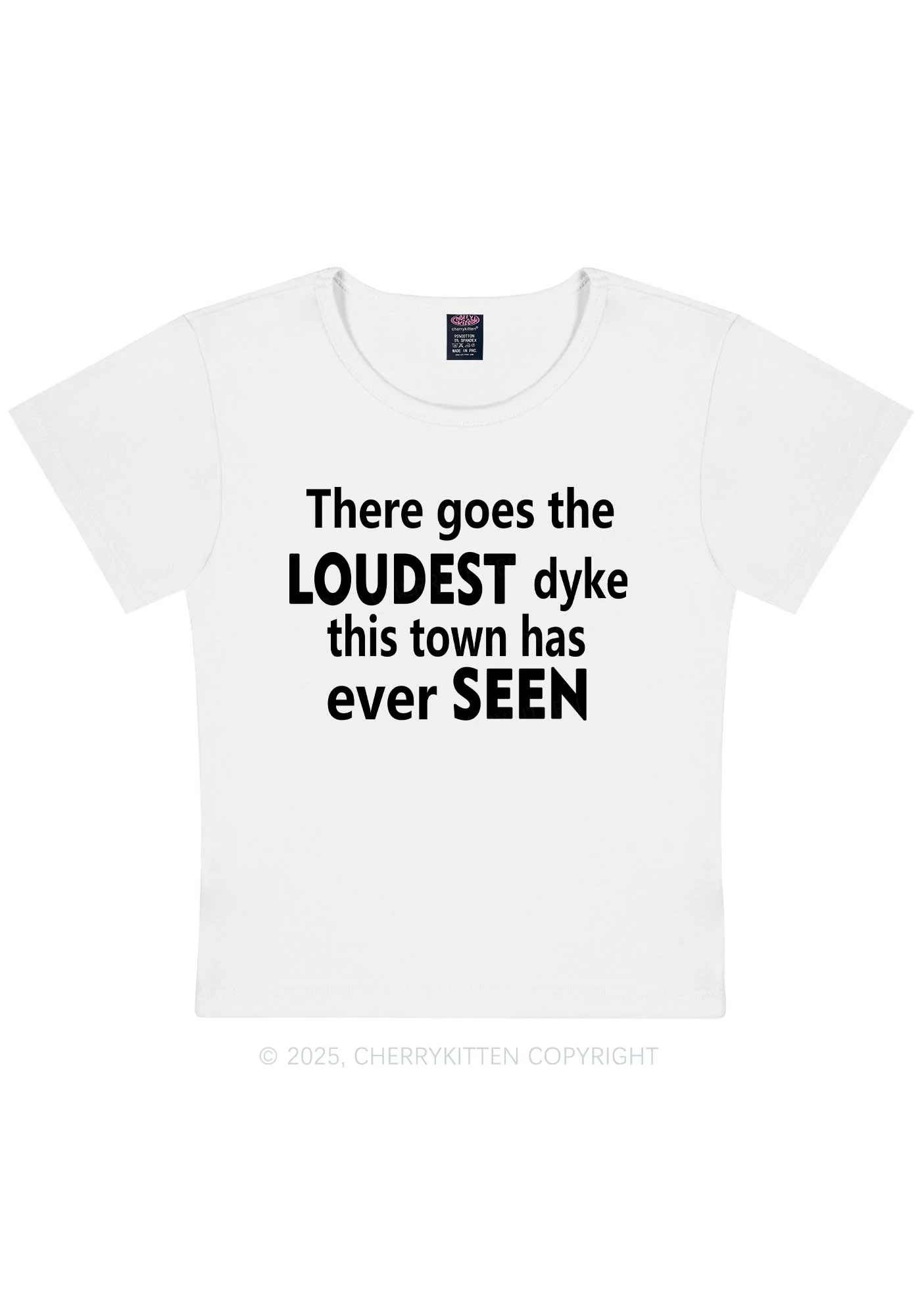 The Loudest Dyke Y2K Baby Tee Cherrykitten - Image 6