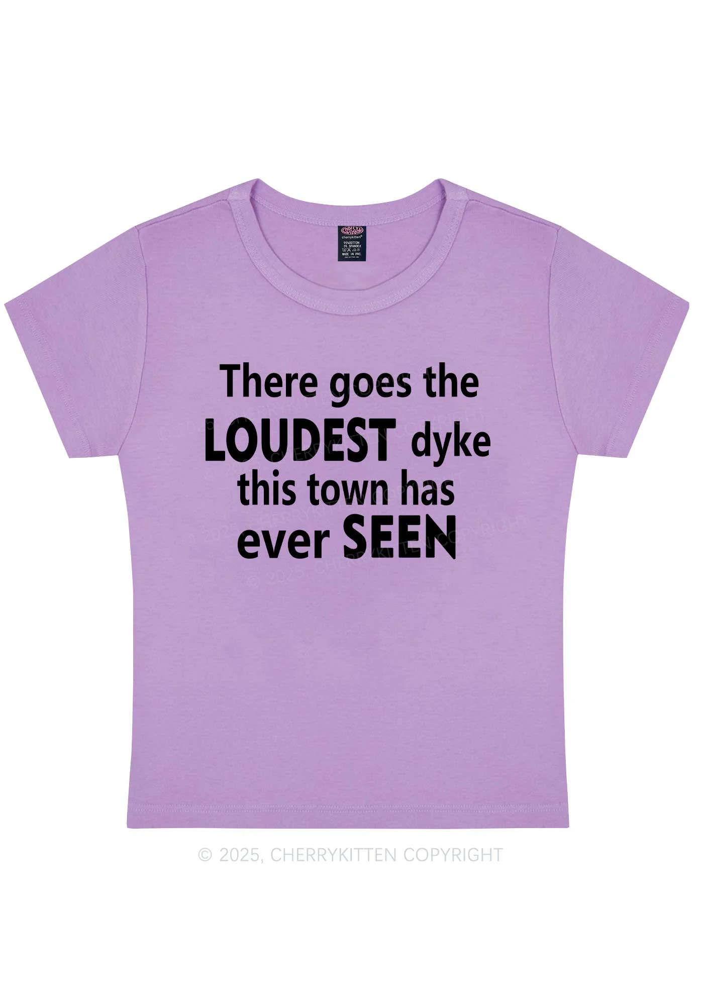 The Loudest Dyke Y2K Baby Tee Cherrykitten - Image 7