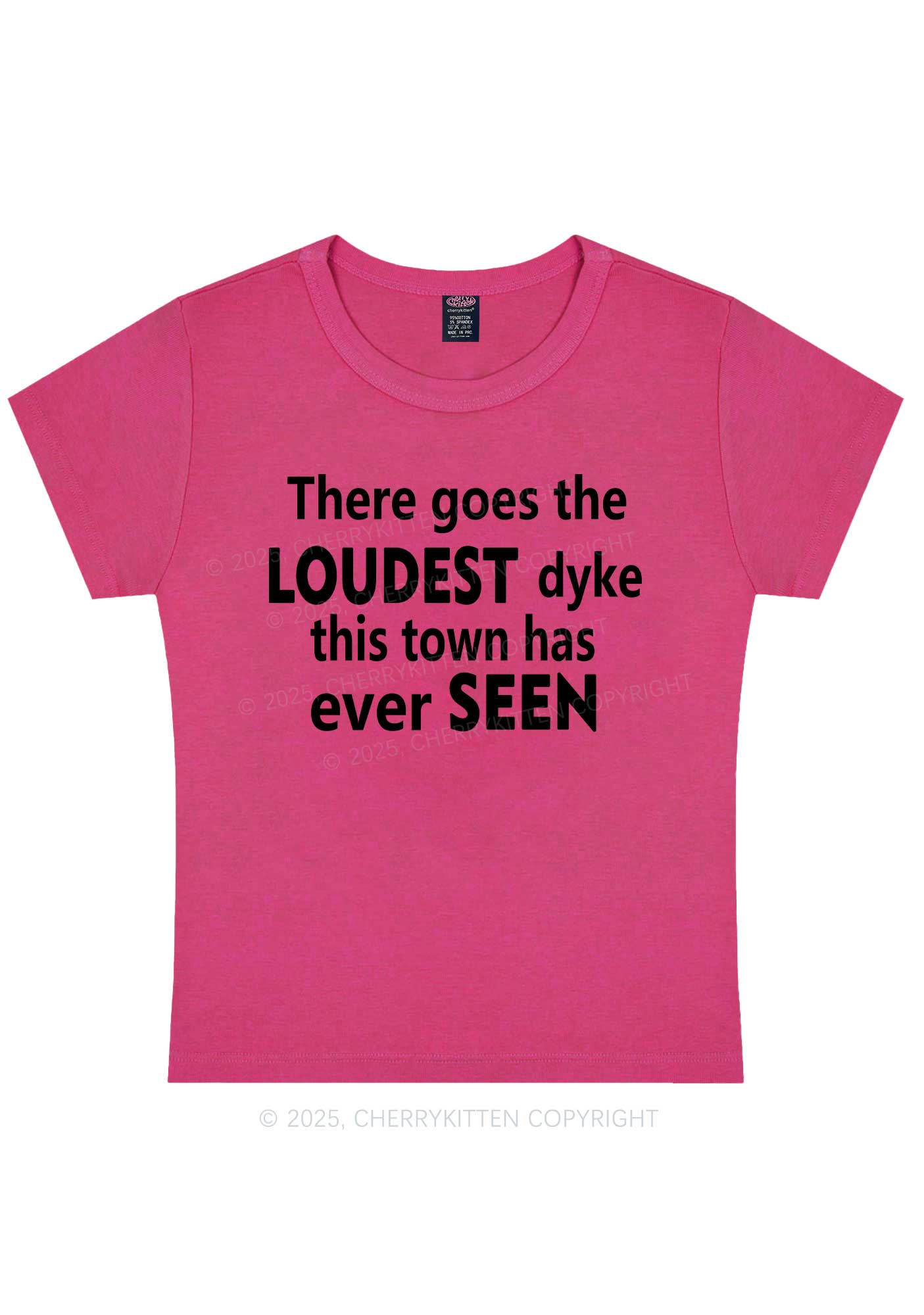 The Loudest Dyke Y2K Baby Tee Cherrykitten - Image 8