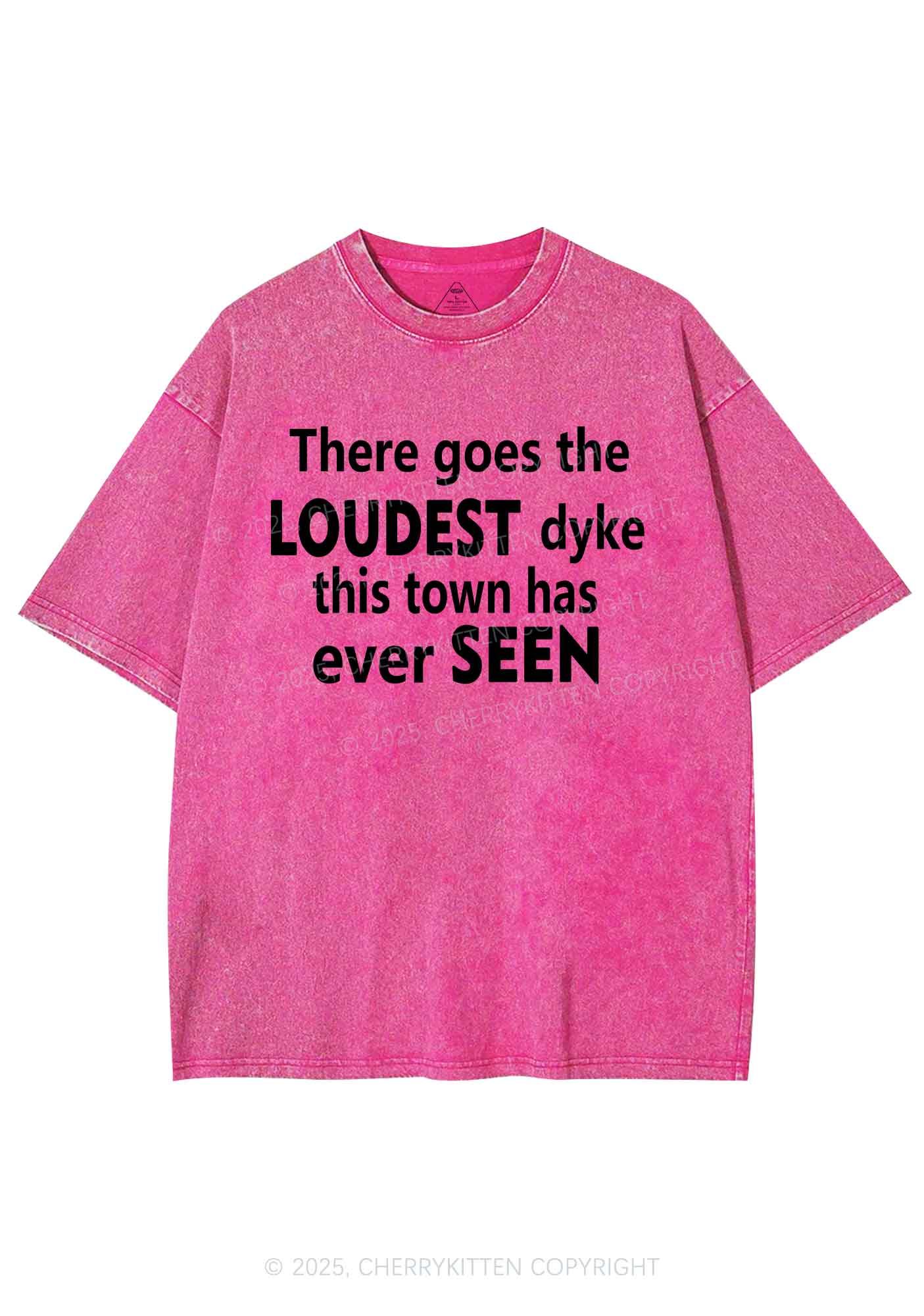 The Loudest Dyke Y2K Shirts Washed Tee Cherrykitten - Image 3