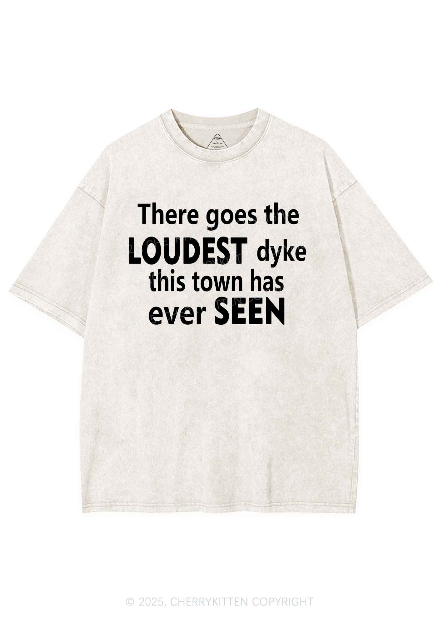 The Loudest Dyke Y2K Shirts Washed Tee Cherrykitten - Image 4