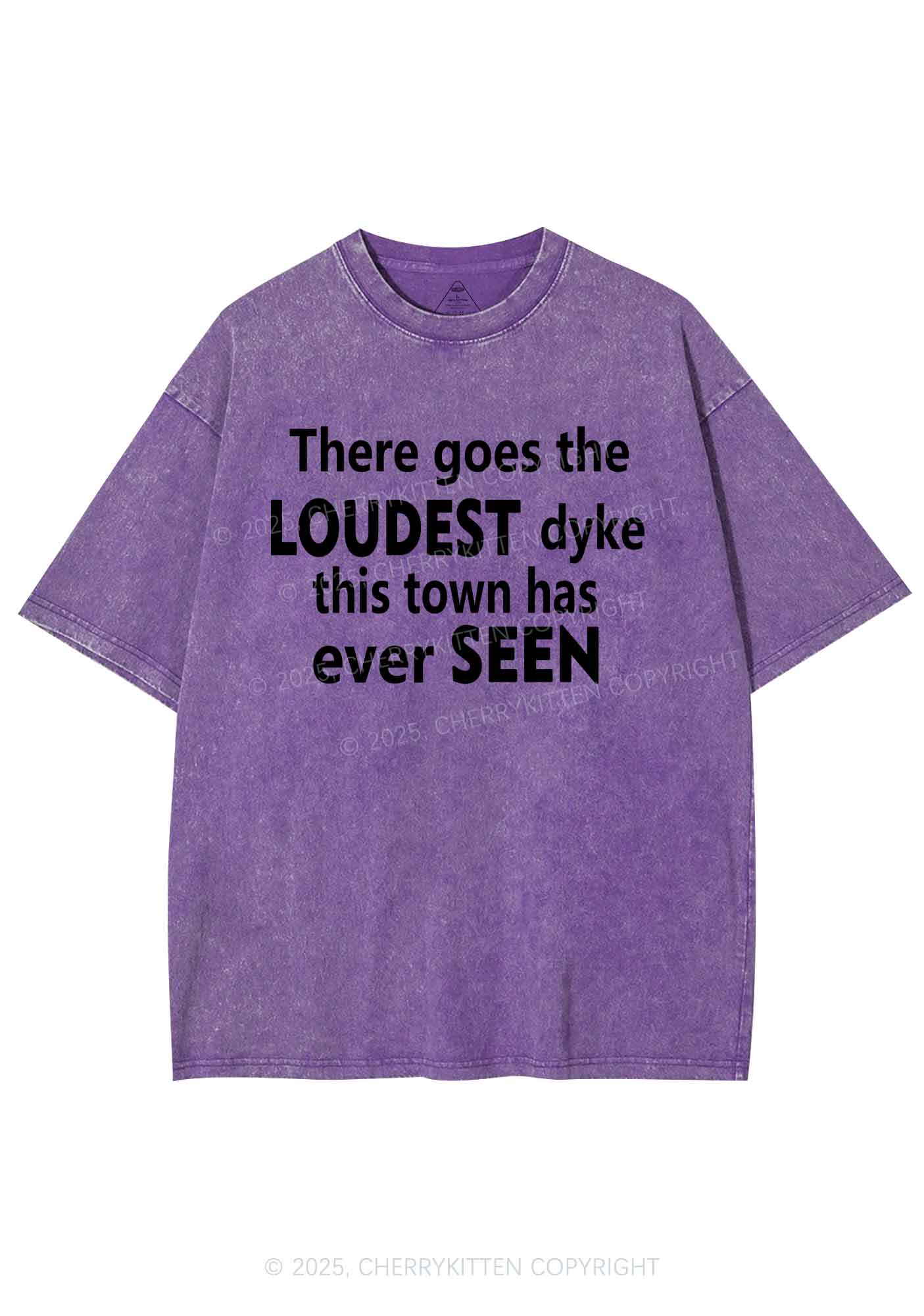The Loudest Dyke Y2K Shirts Washed Tee Cherrykitten - Image 5
