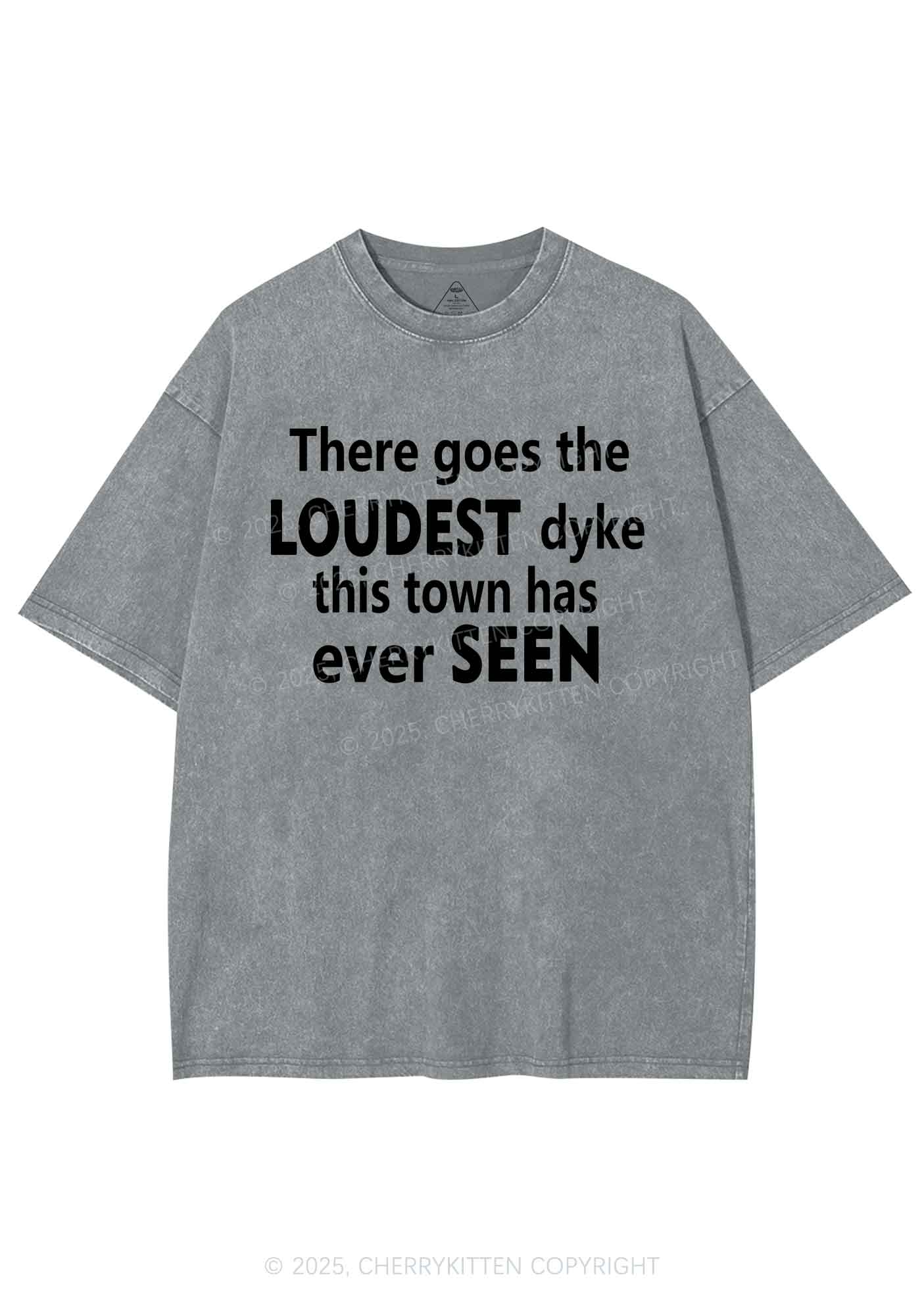 The Loudest Dyke Y2K Shirts Washed Tee Cherrykitten - Image 6