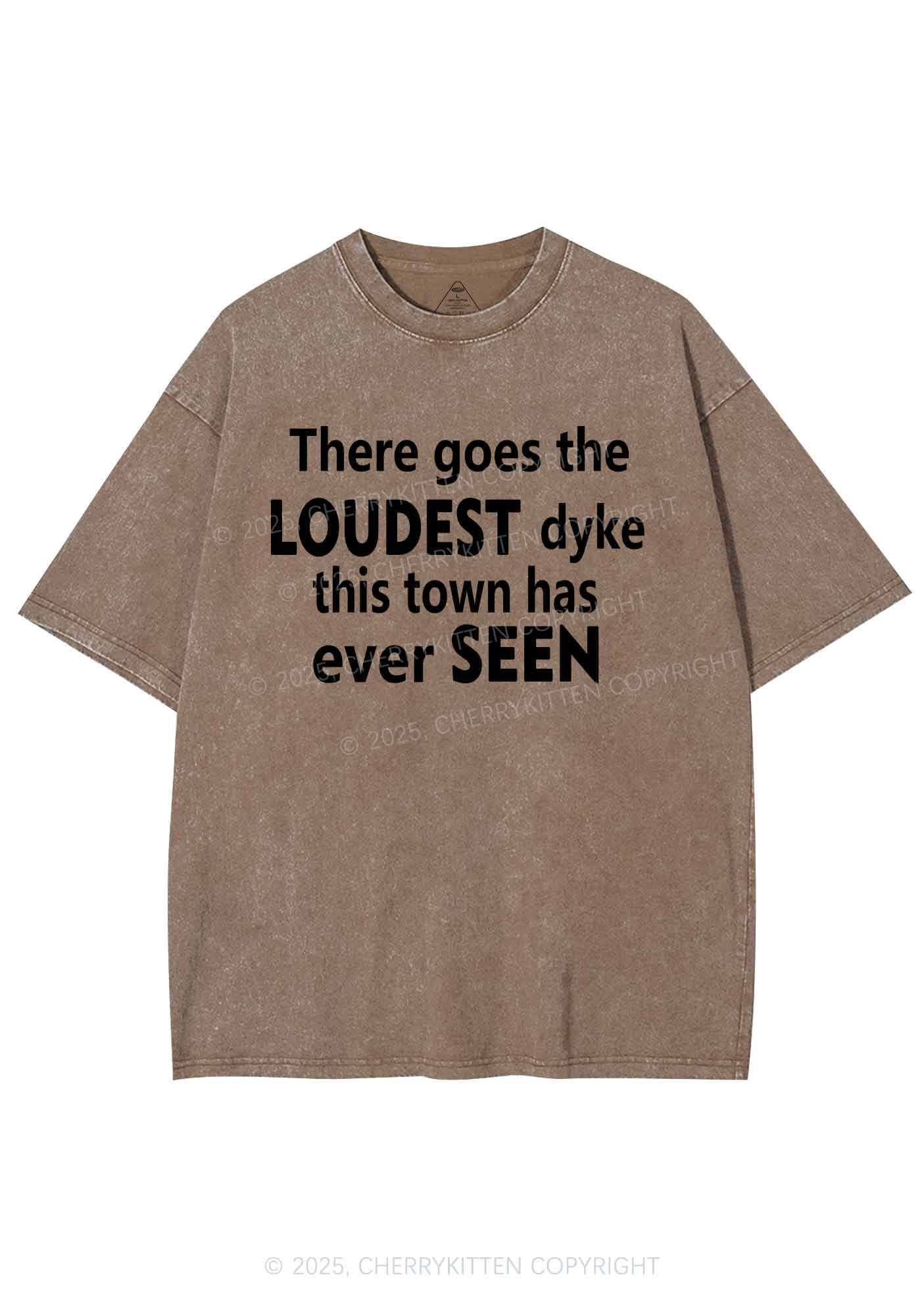 The Loudest Dyke Y2K Shirts Washed Tee Cherrykitten - Image 7