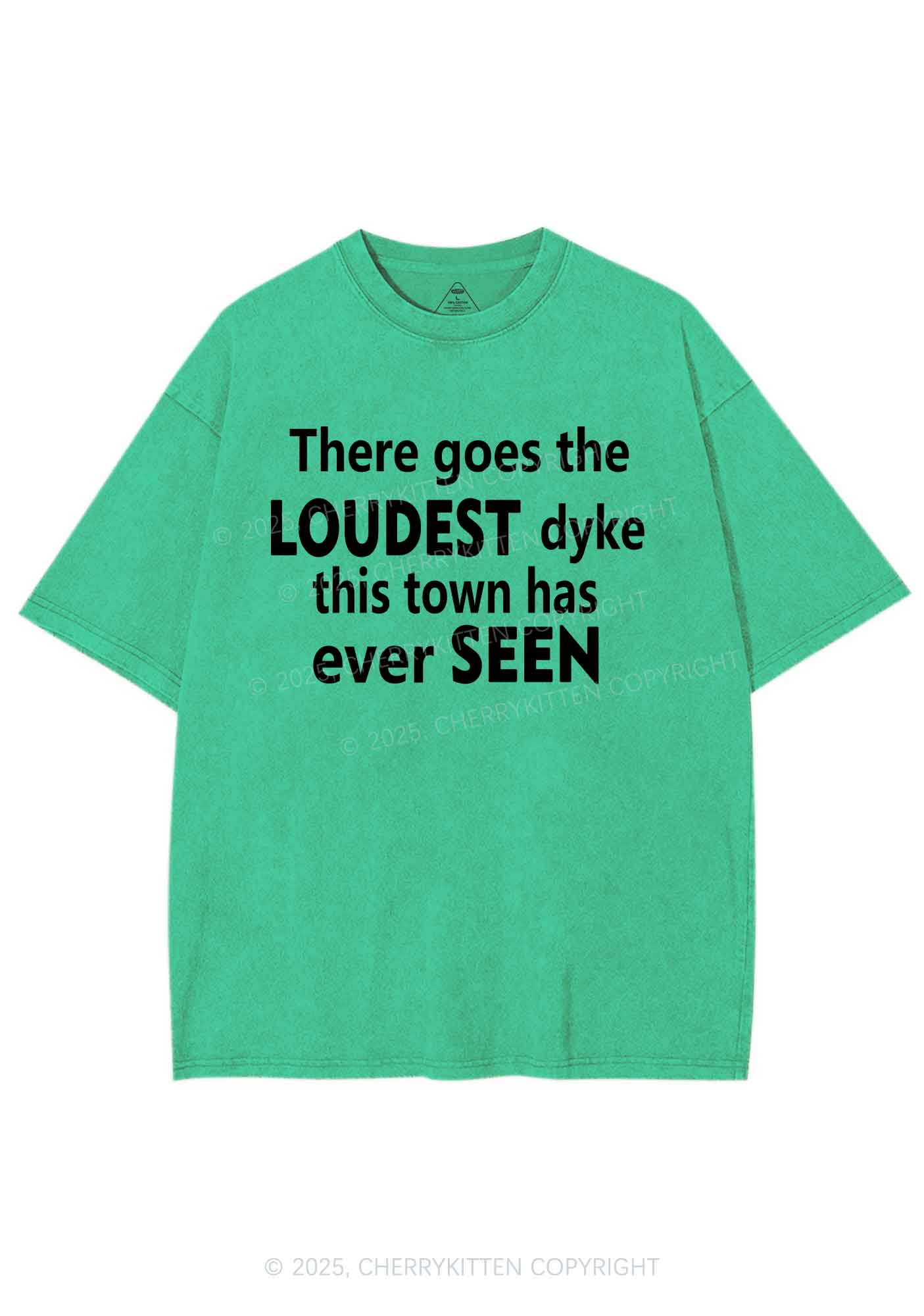 The Loudest Dyke Y2K Shirts Washed Tee Cherrykitten - Image 8