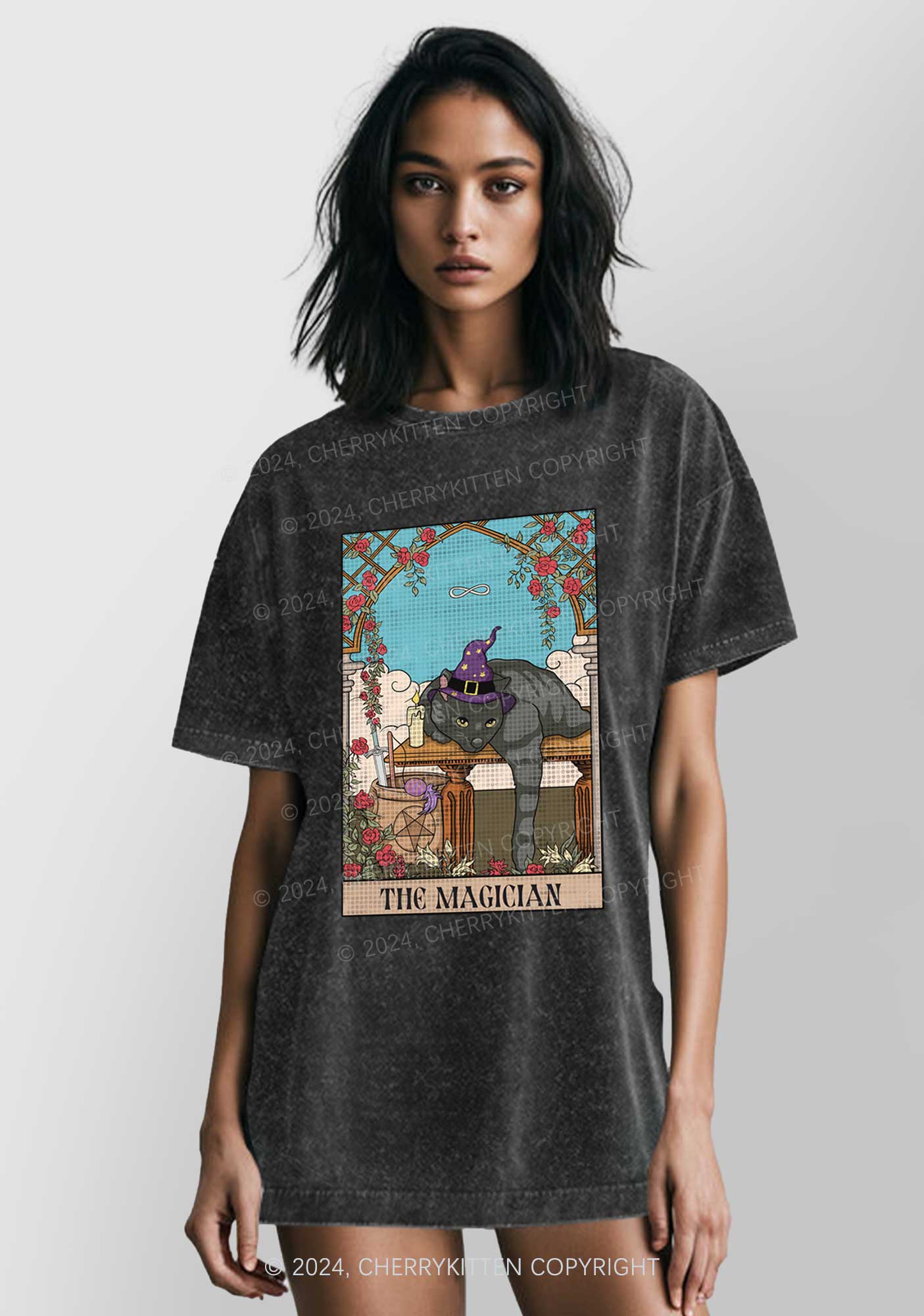 The Magician Cat Y2K Washed Tee Cherrykitten - Image 2
