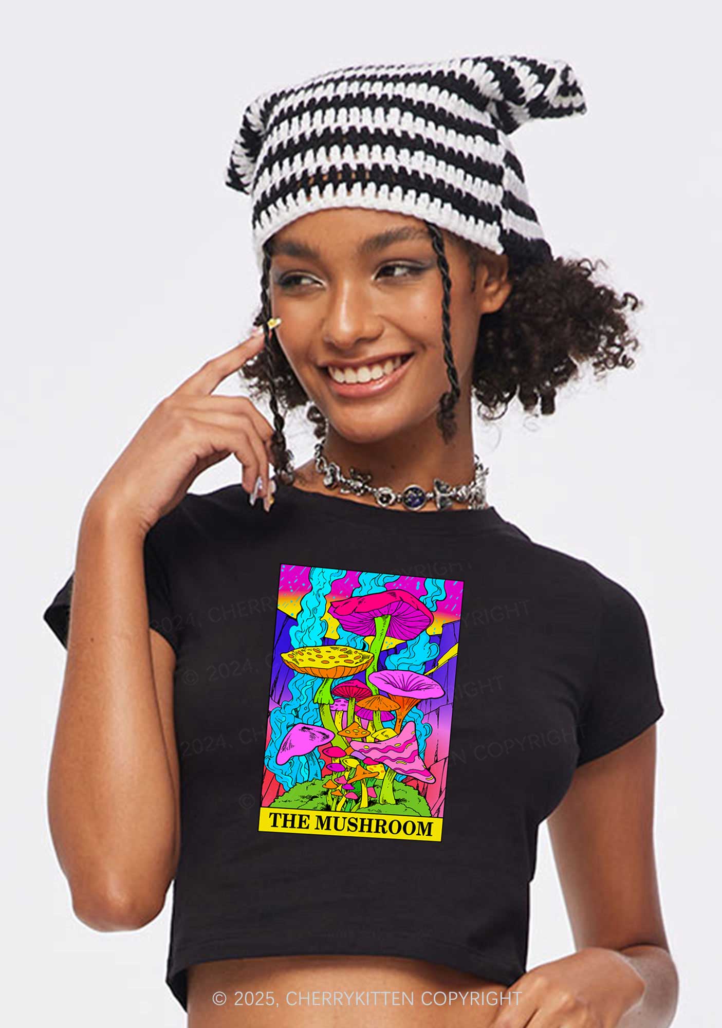 The Mushroom Y2K Baby Tee Cherrykitten - Image 2