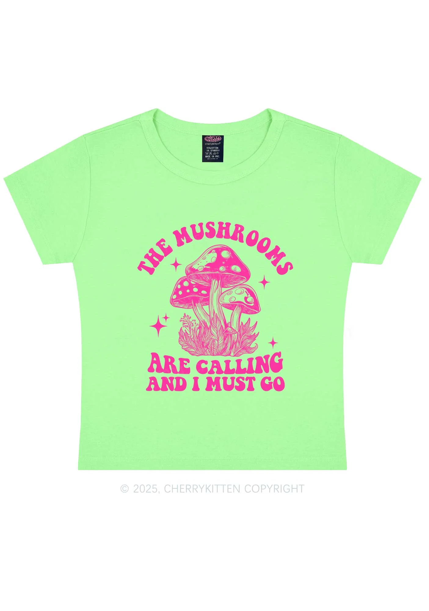 The Mushrooms Are Calling Y2K Baby Tee Cherrykitten - Image 12