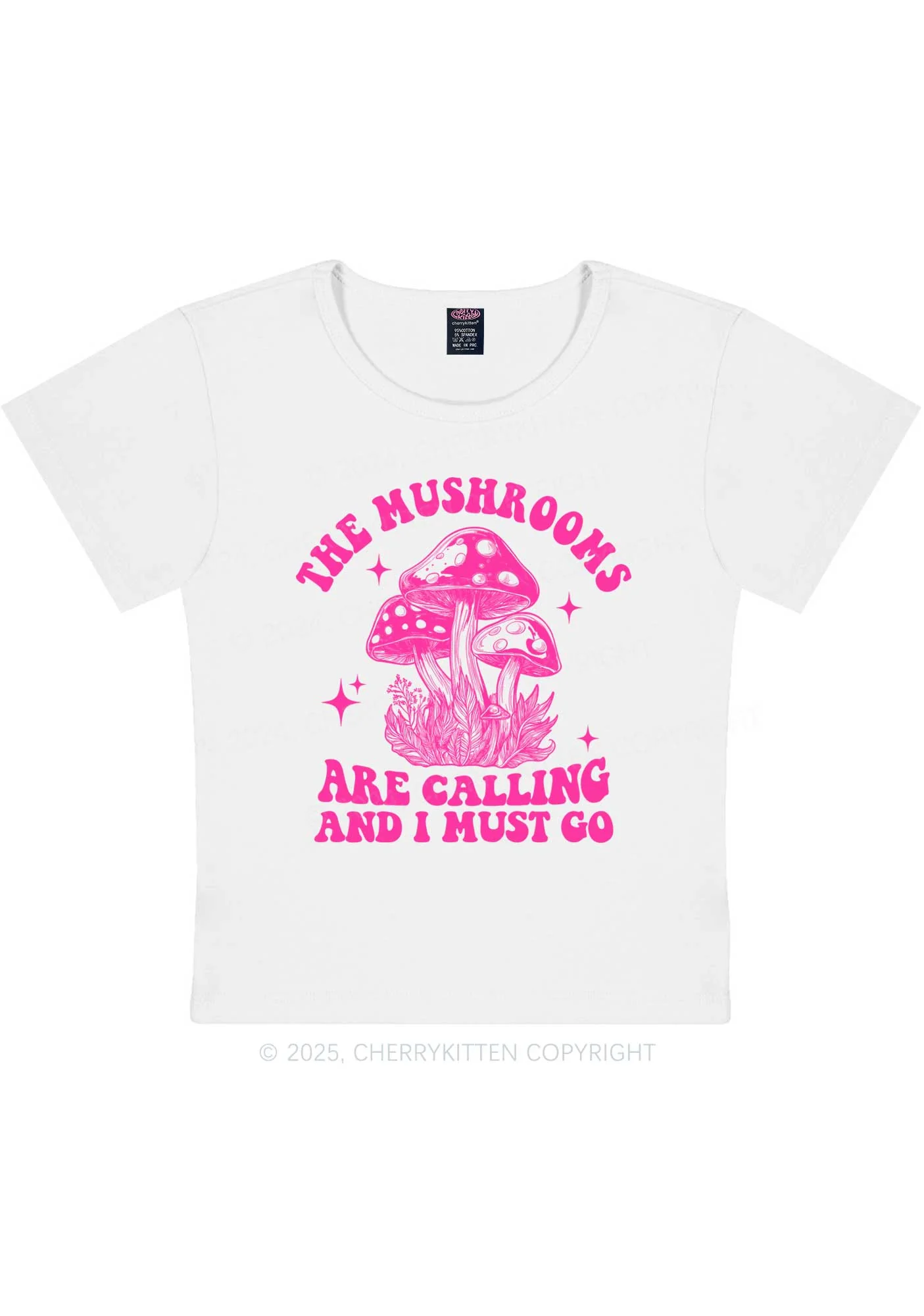 The Mushrooms Are Calling Y2K Baby Tee Cherrykitten - Image 3