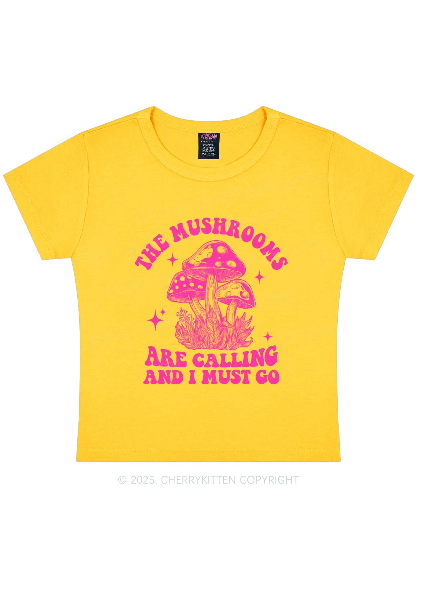 The Mushrooms Are Calling Y2K Baby Tee Cherrykitten - Image 4