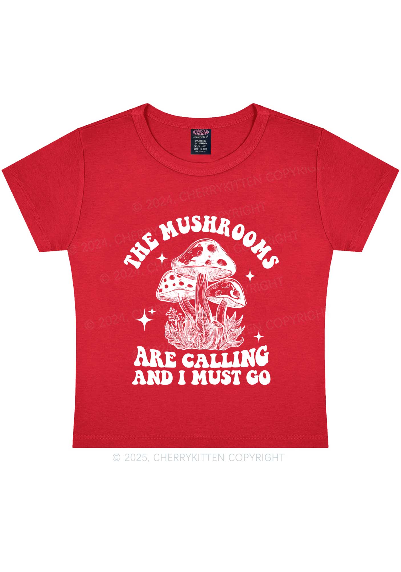 The Mushrooms Are Calling Y2K Baby Tee Cherrykitten - Image 7
