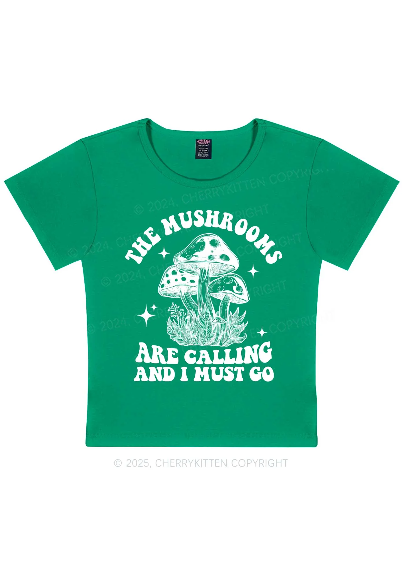 The Mushrooms Are Calling Y2K Baby Tee Cherrykitten - Image 9