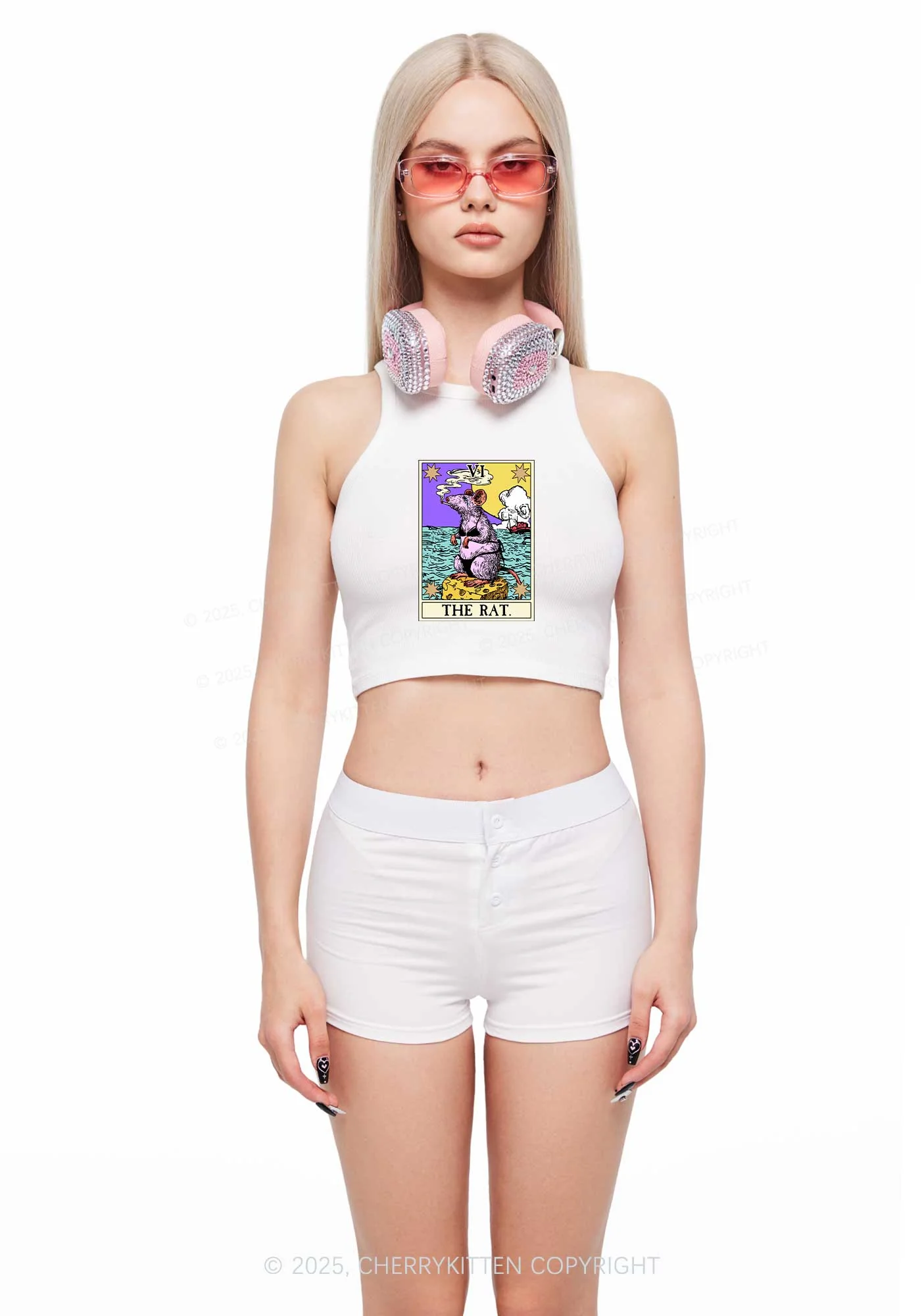 The Rat Smoking Y2K Crop Tank Top Cherrykitten - Image 2