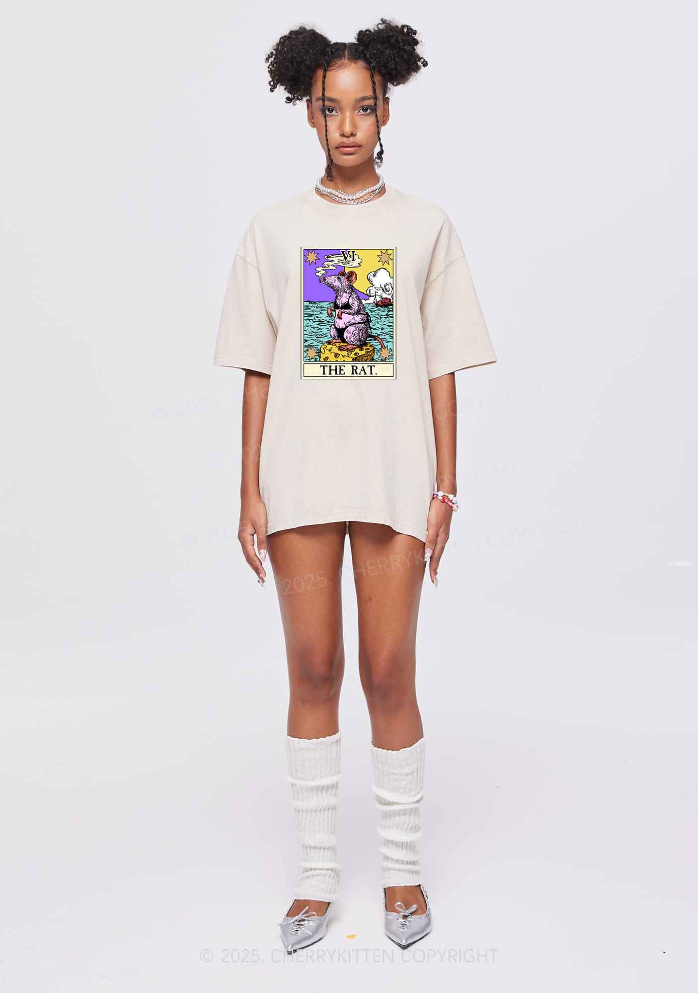 The Rat Smoking Y2K Shirts Washed Tee Cherrykitten - Image 2