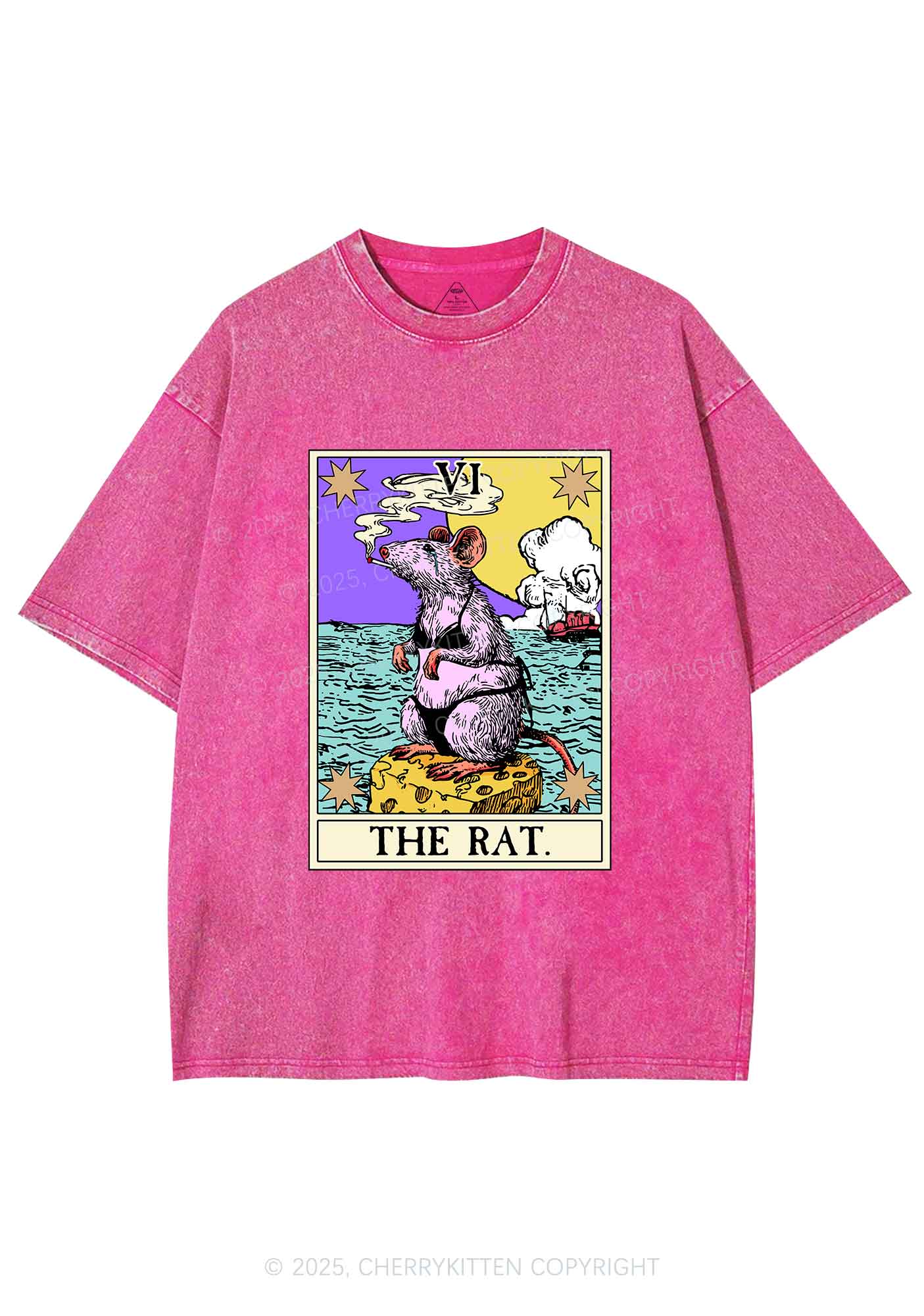 The Rat Smoking Y2K Shirts Washed Tee Cherrykitten - Image 4