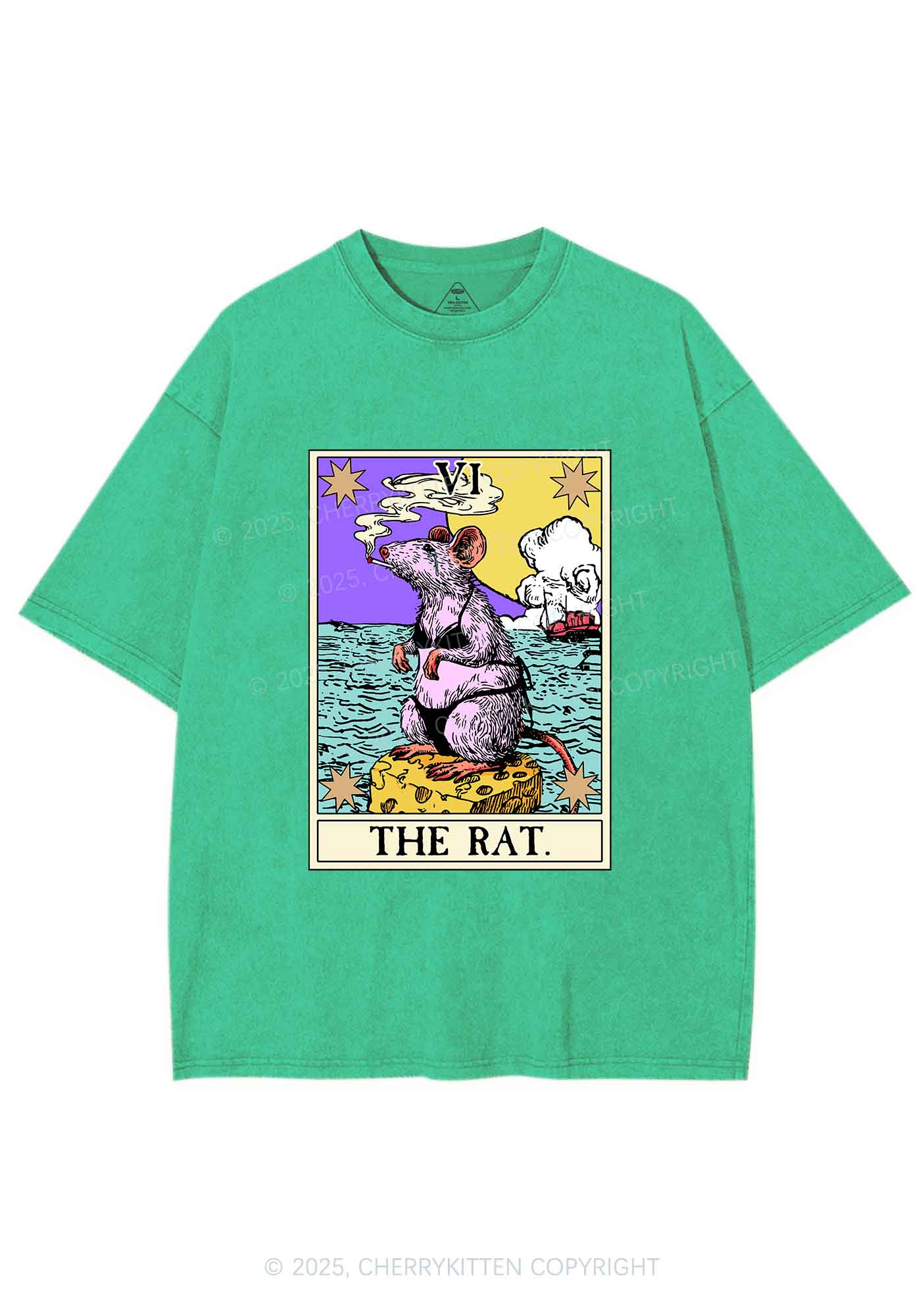 The Rat Smoking Y2K Shirts Washed Tee Cherrykitten - Image 5