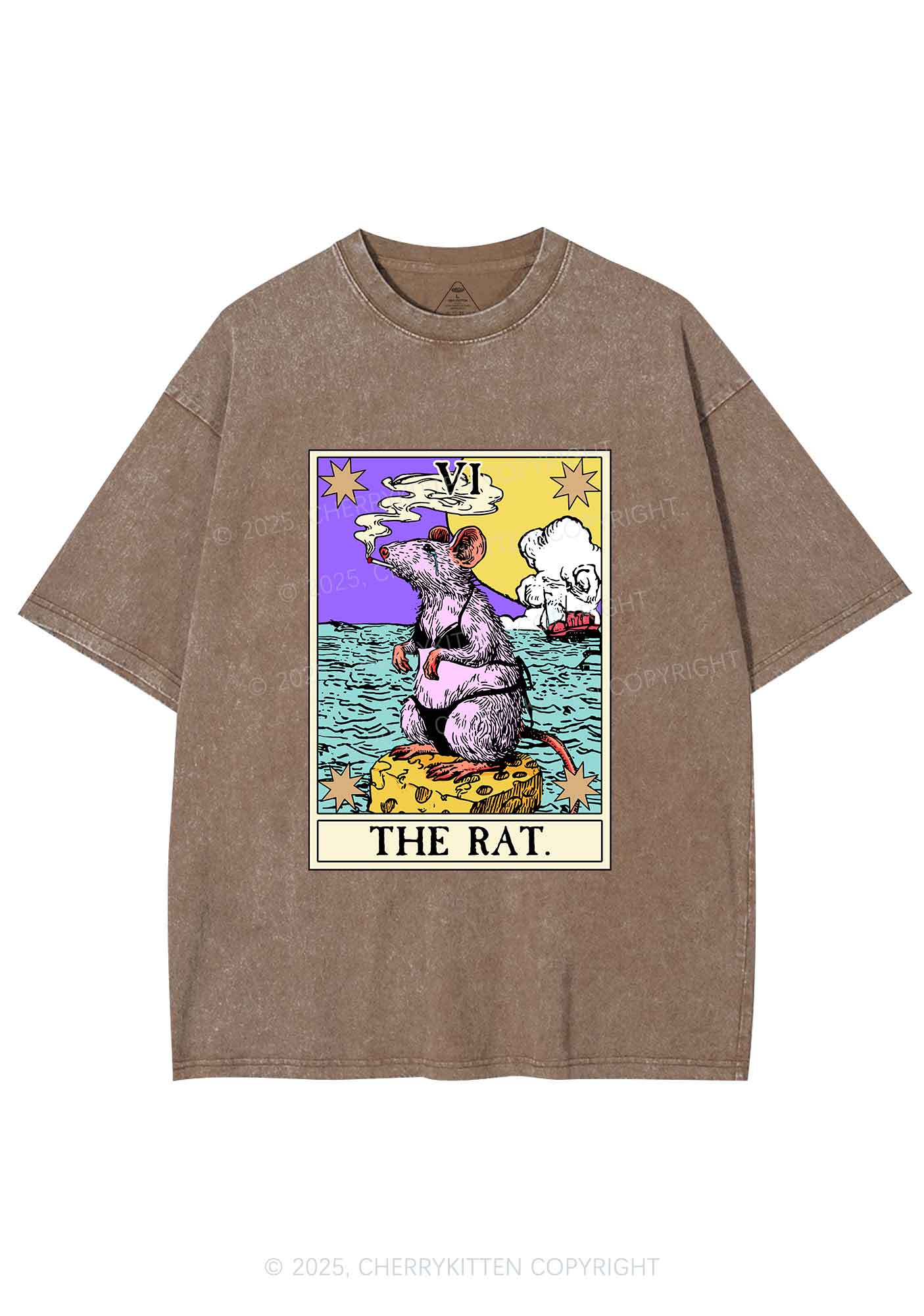 The Rat Smoking Y2K Shirts Washed Tee Cherrykitten - Image 7