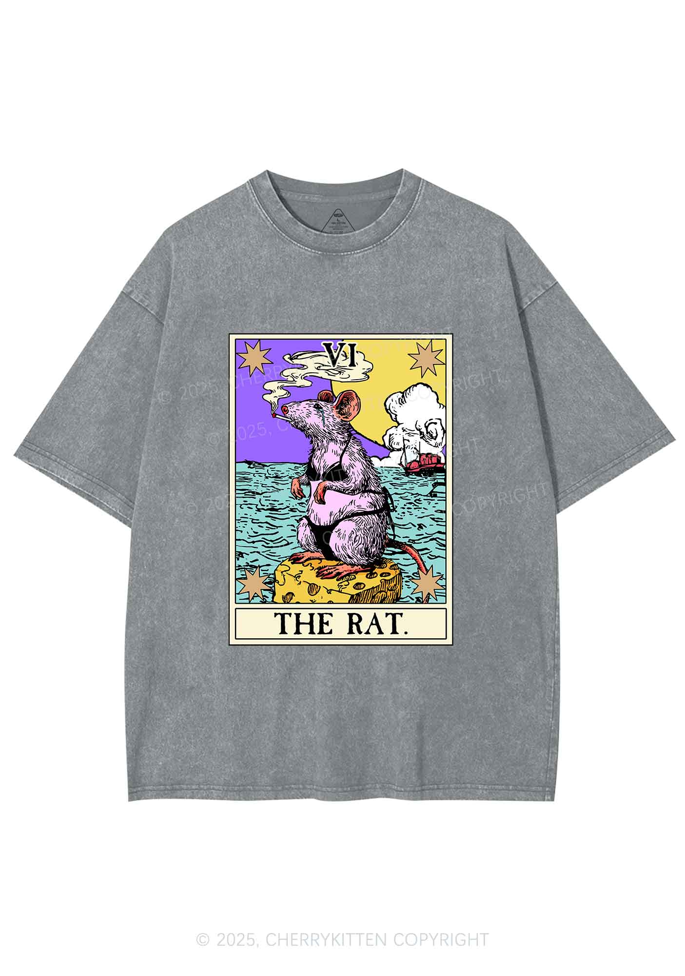 The Rat Smoking Y2K Shirts Washed Tee Cherrykitten - Image 8