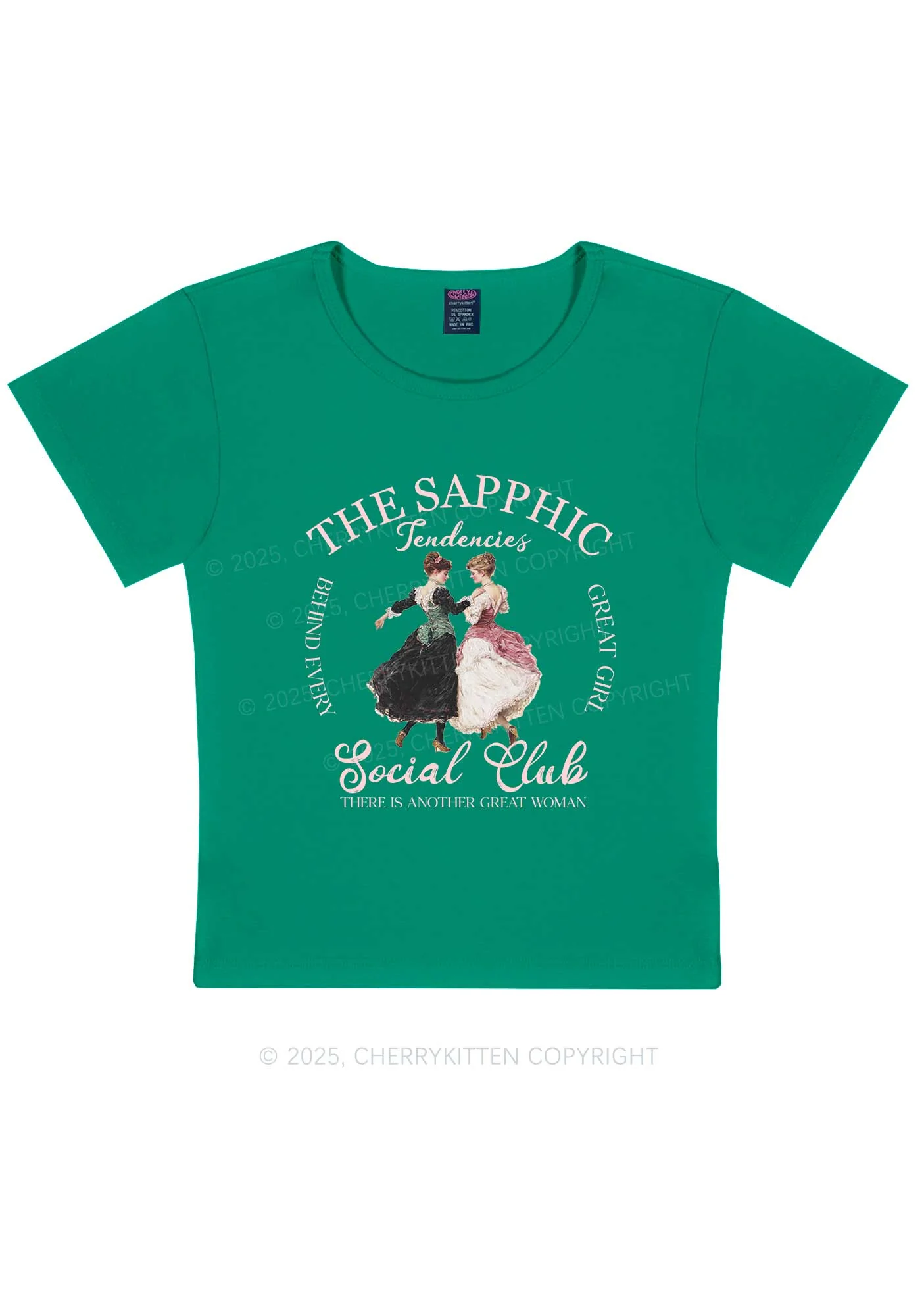 The Sapphic Pride Y2K Baby Tee Cherrykitten - Image 11