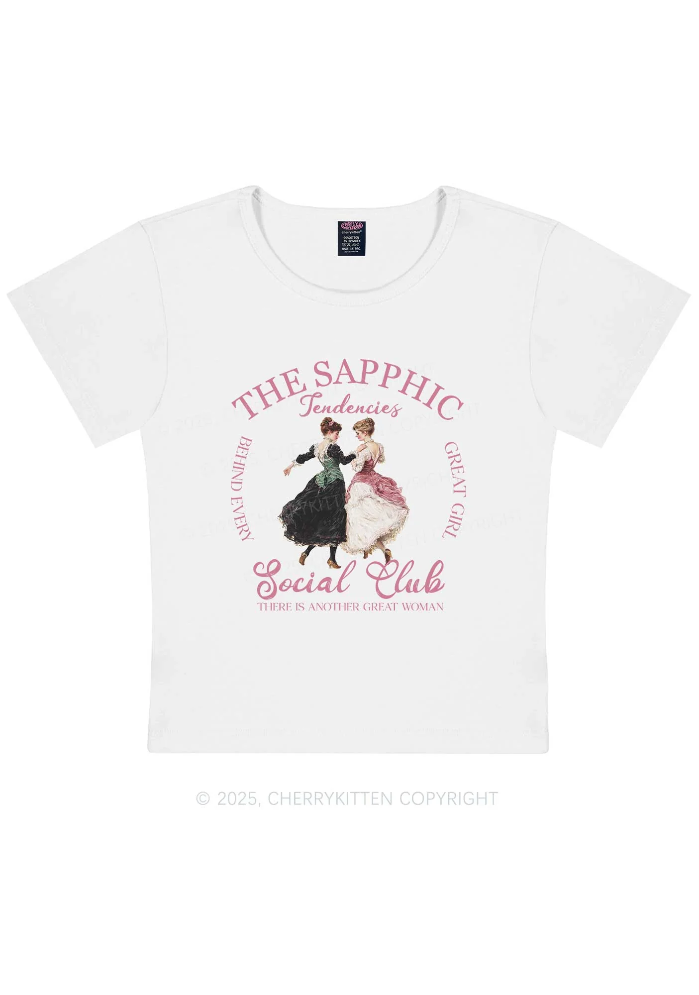 The Sapphic Pride Y2K Baby Tee Cherrykitten - Image 4