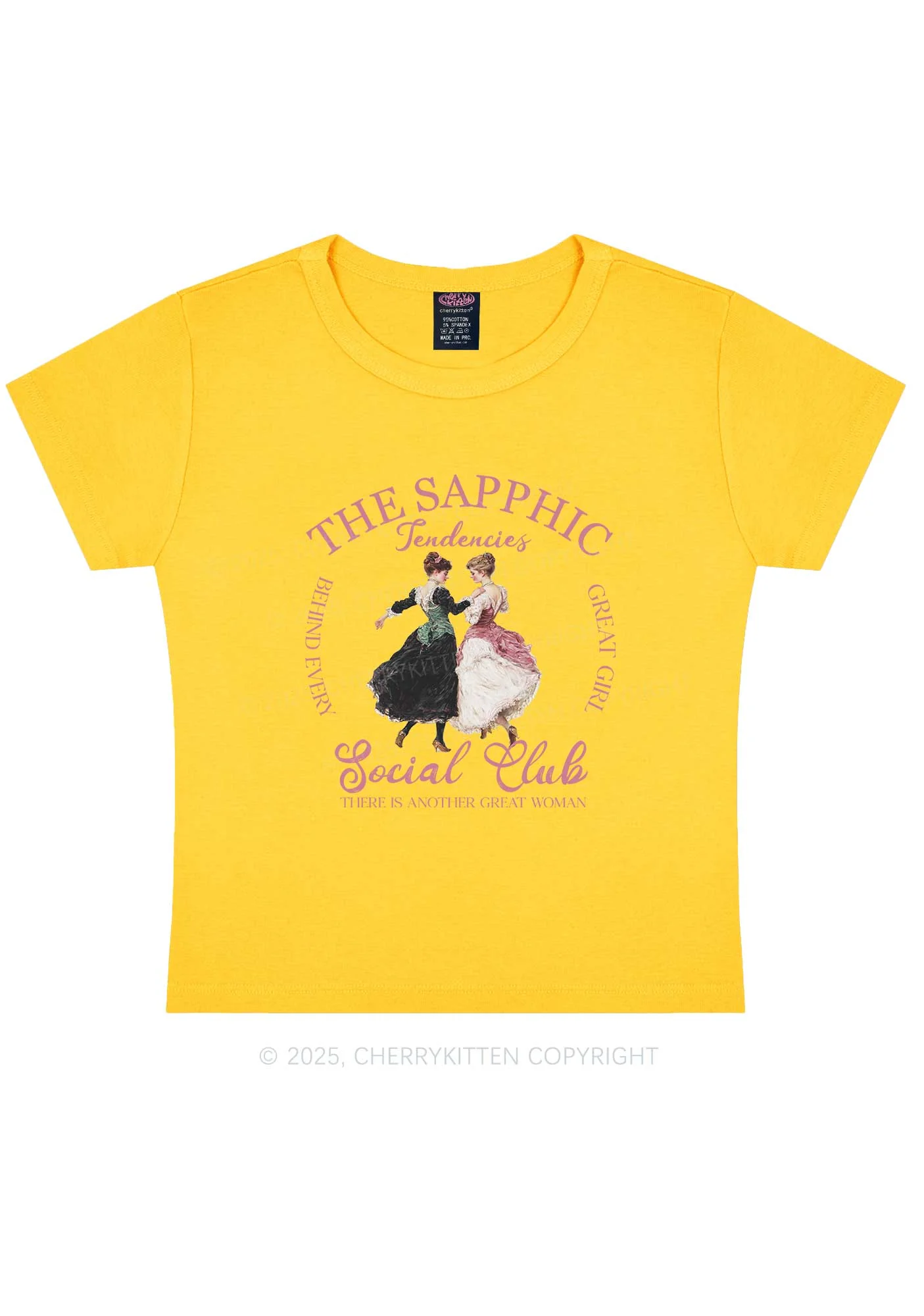 The Sapphic Pride Y2K Baby Tee Cherrykitten - Image 5