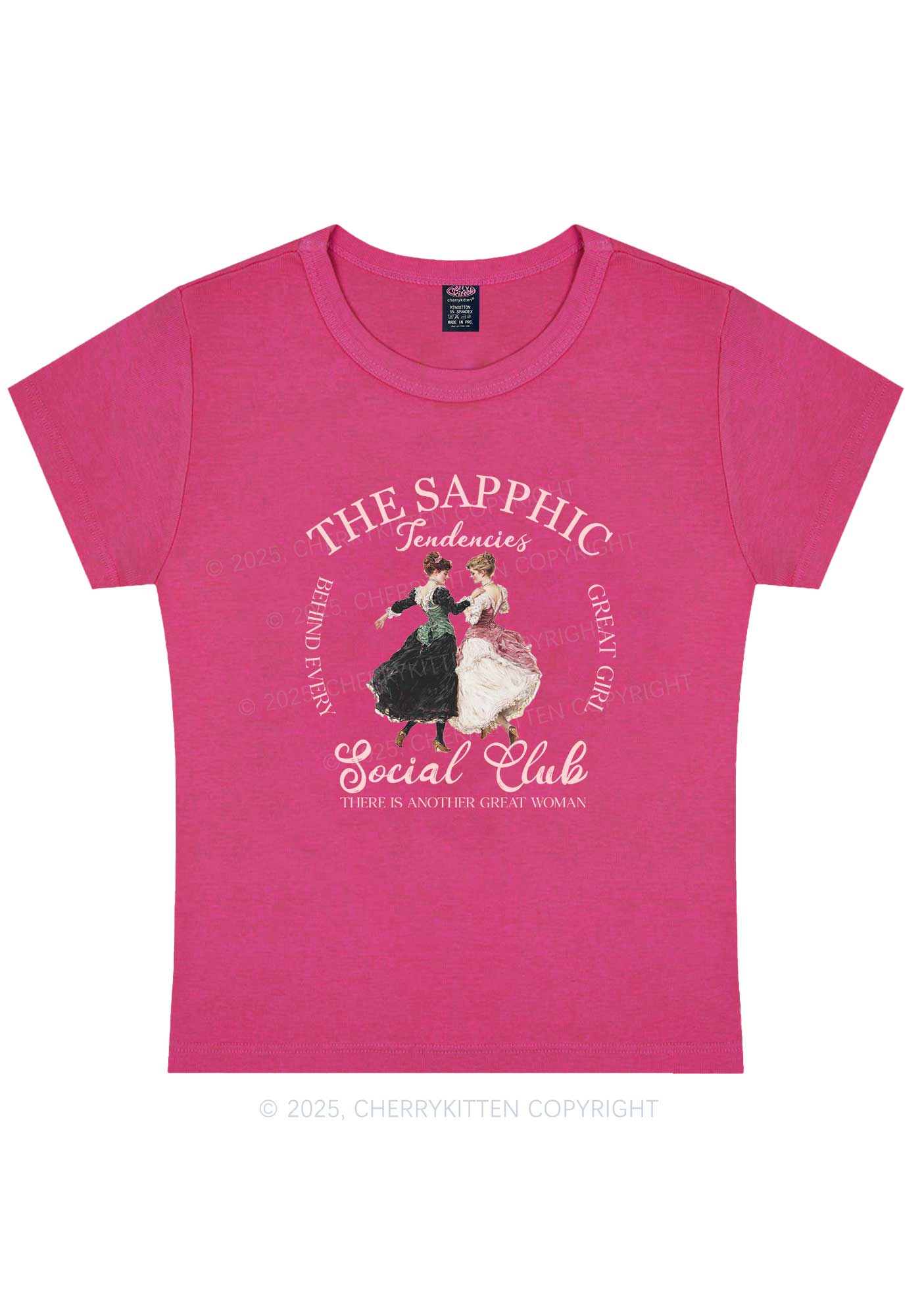 The Sapphic Pride Y2K Baby Tee Cherrykitten - Image 7