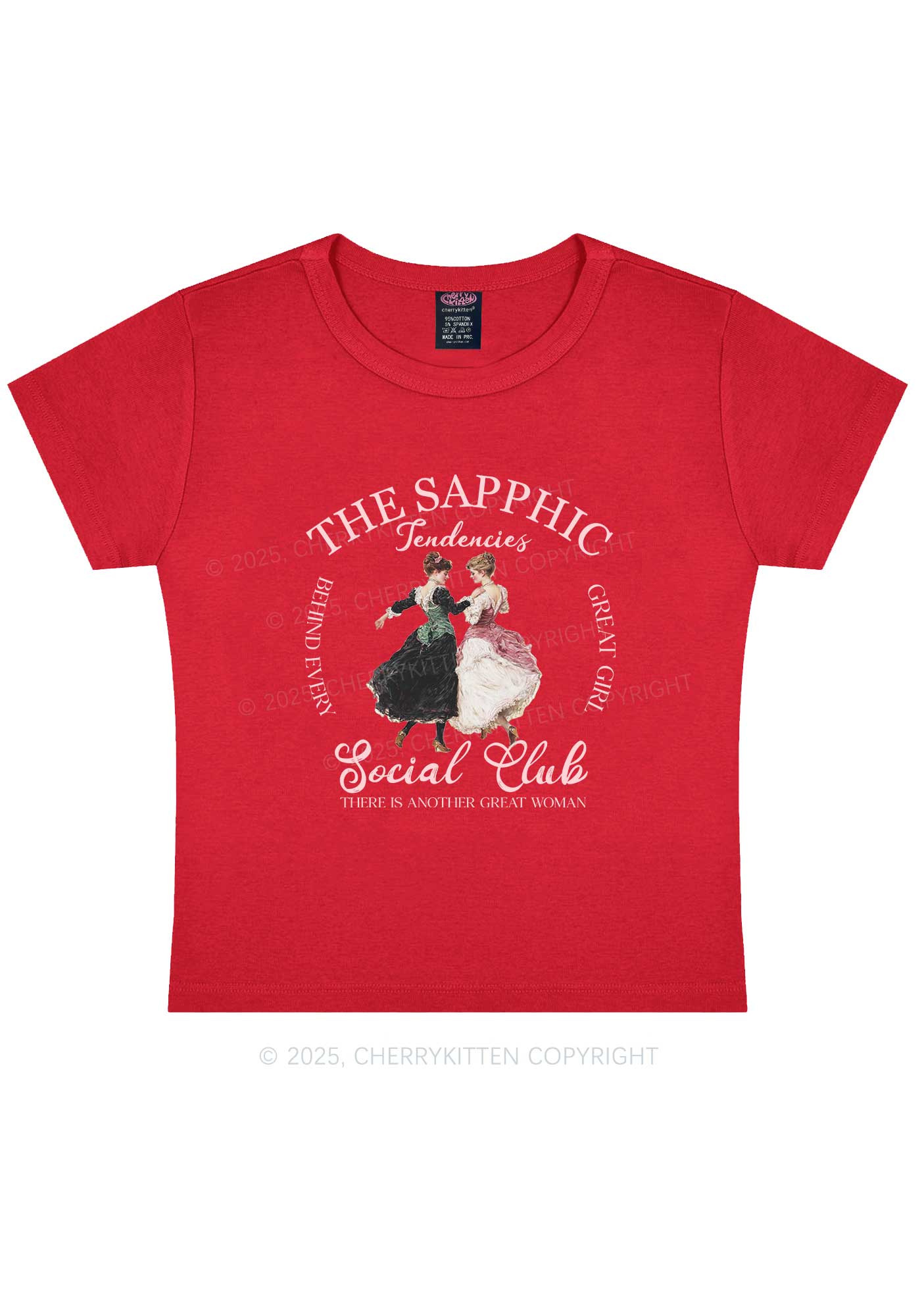 The Sapphic Pride Y2K Baby Tee Cherrykitten - Image 8