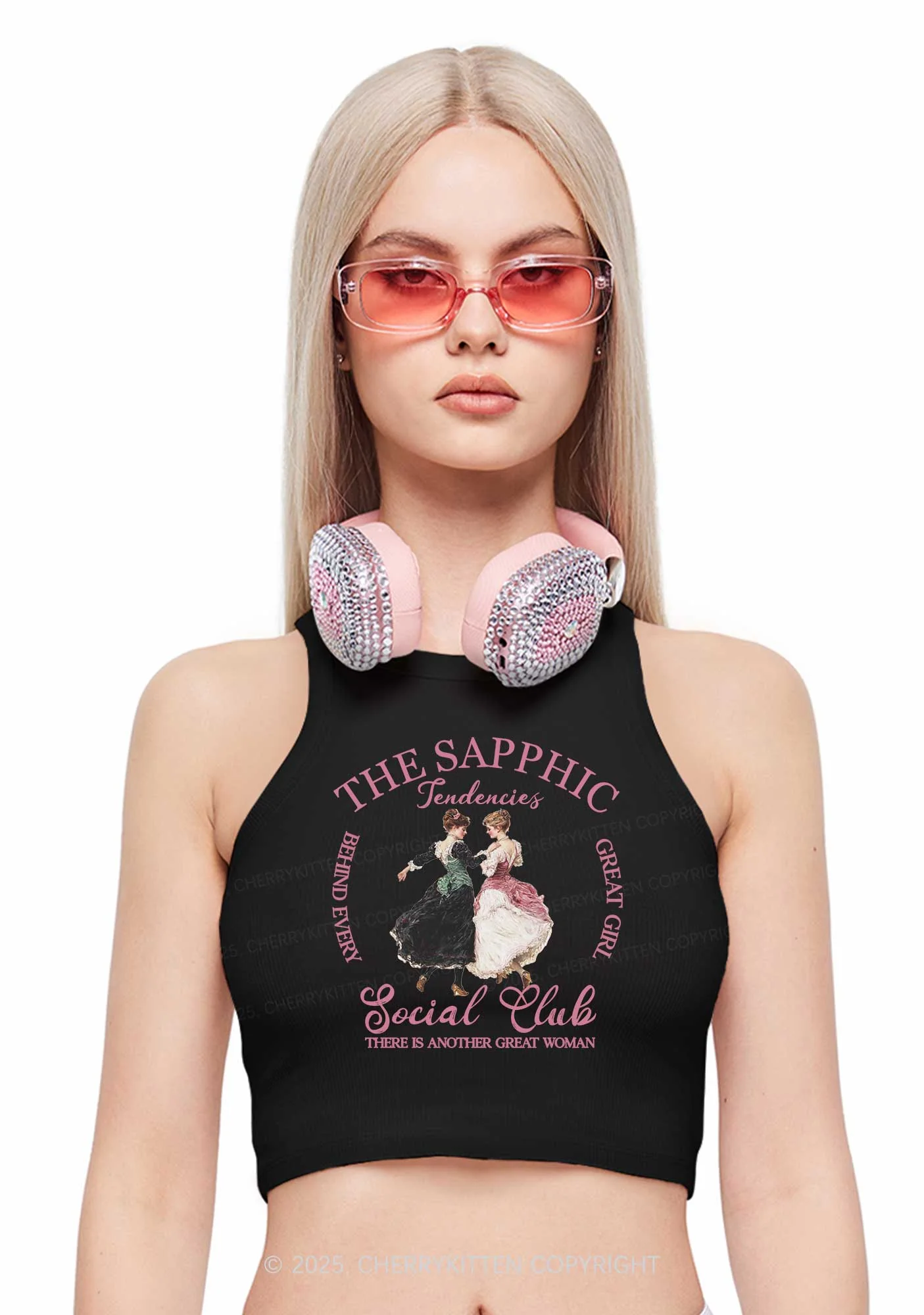 The Sapphic Pride Y2K Crop Tank Top Cherrykitten - Image 2