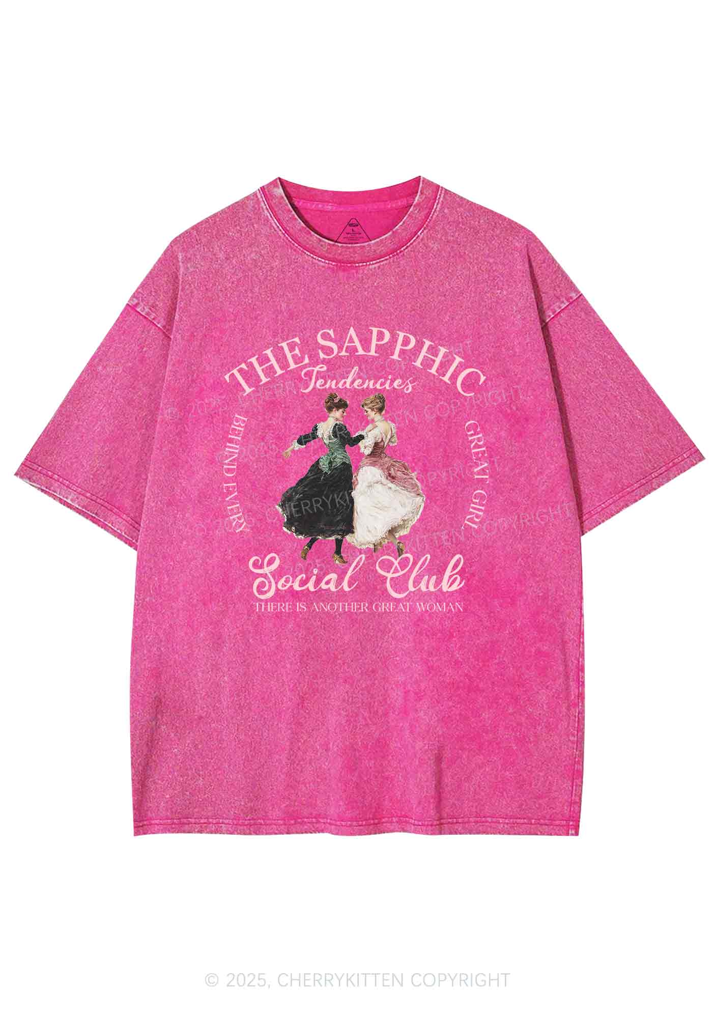 The Sapphic Pride Y2K Shirts Washed Tee Cherrykitten - Image 3
