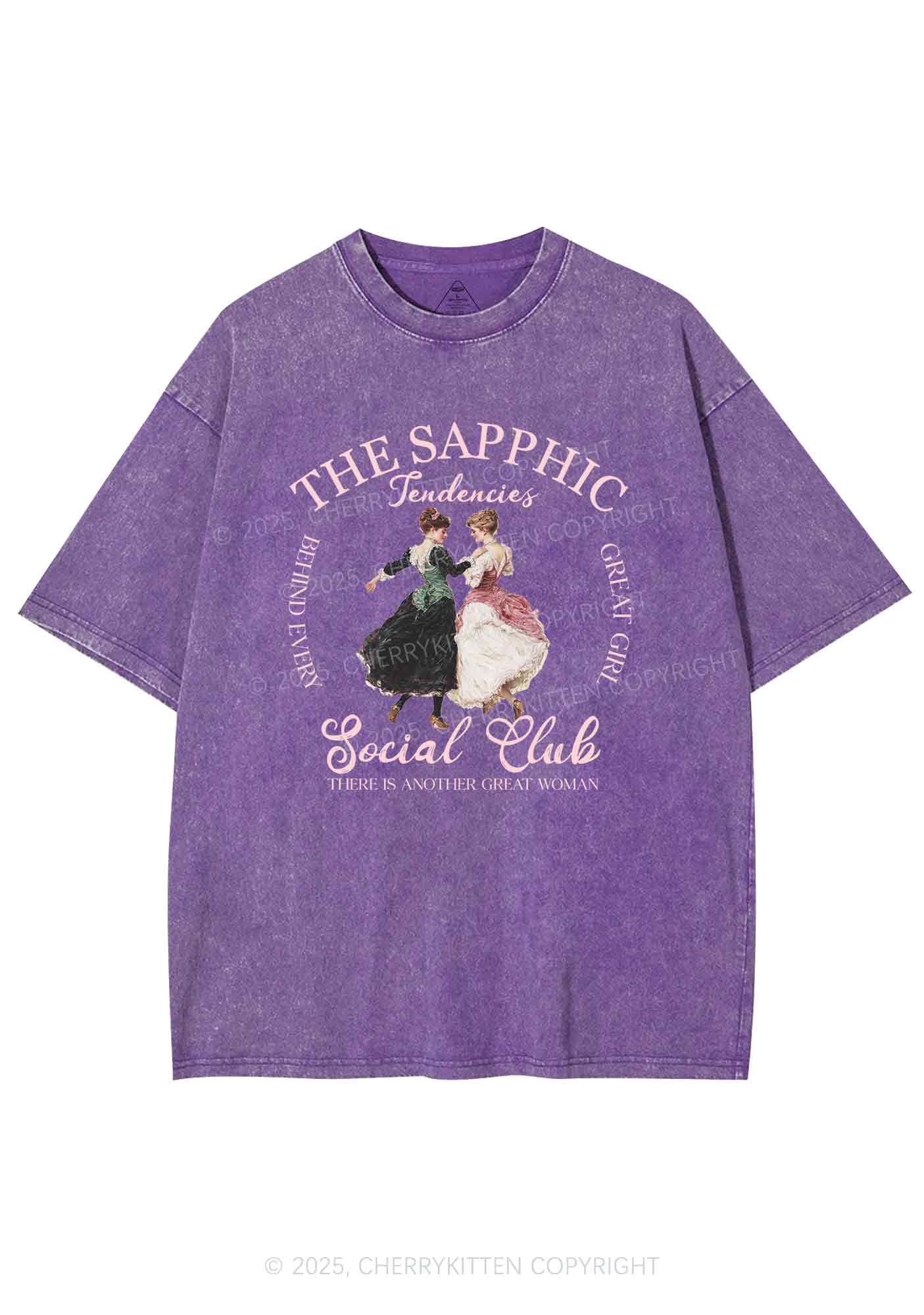 The Sapphic Pride Y2K Shirts Washed Tee Cherrykitten - Image 4