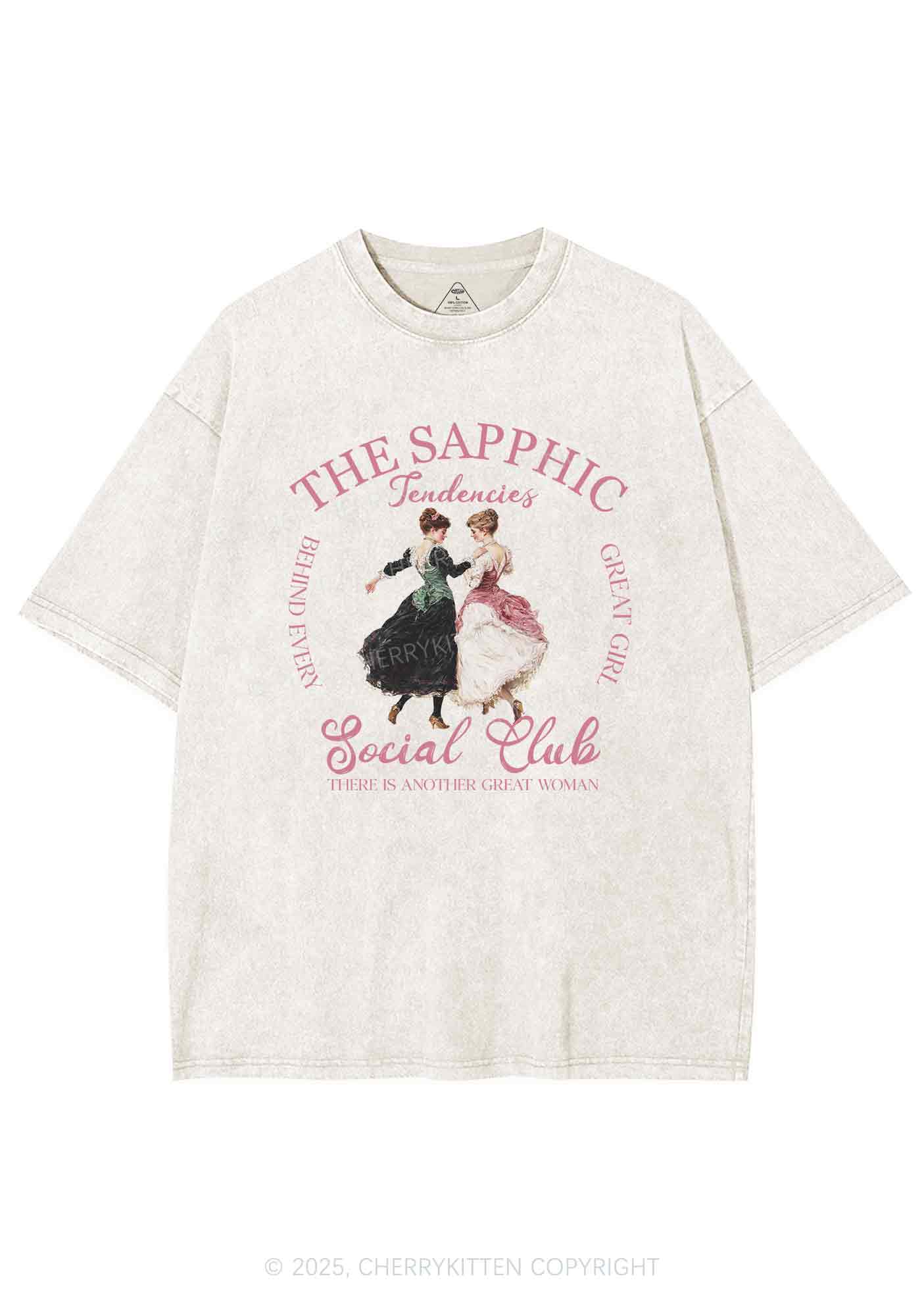 The Sapphic Pride Y2K Shirts Washed Tee Cherrykitten - Image 5