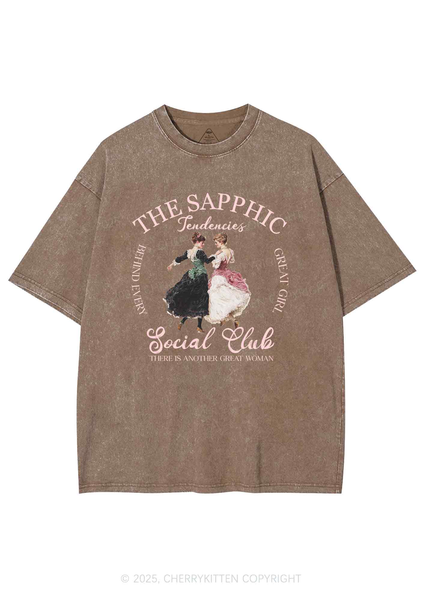 The Sapphic Pride Y2K Shirts Washed Tee Cherrykitten - Image 6