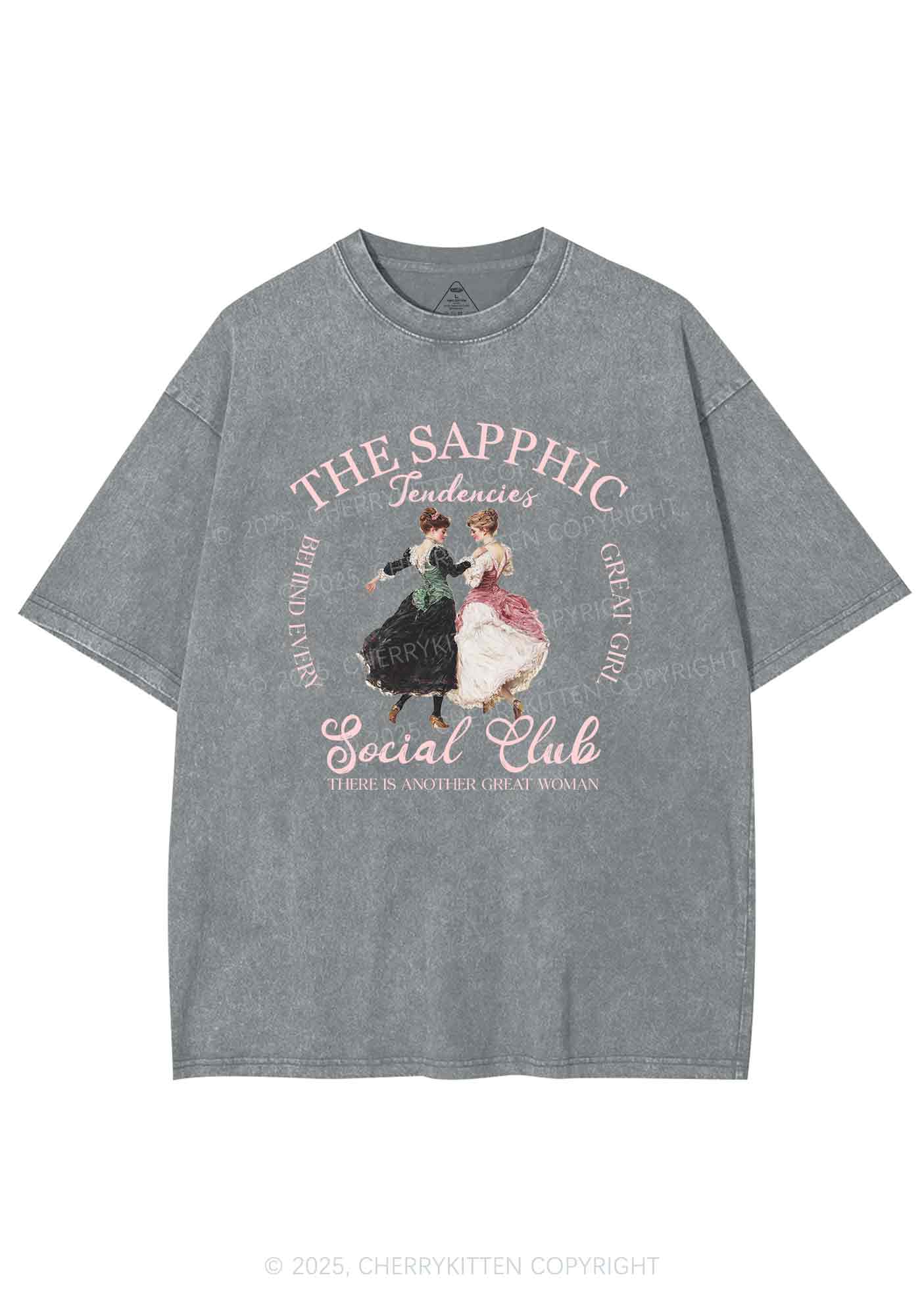The Sapphic Pride Y2K Shirts Washed Tee Cherrykitten - Image 7