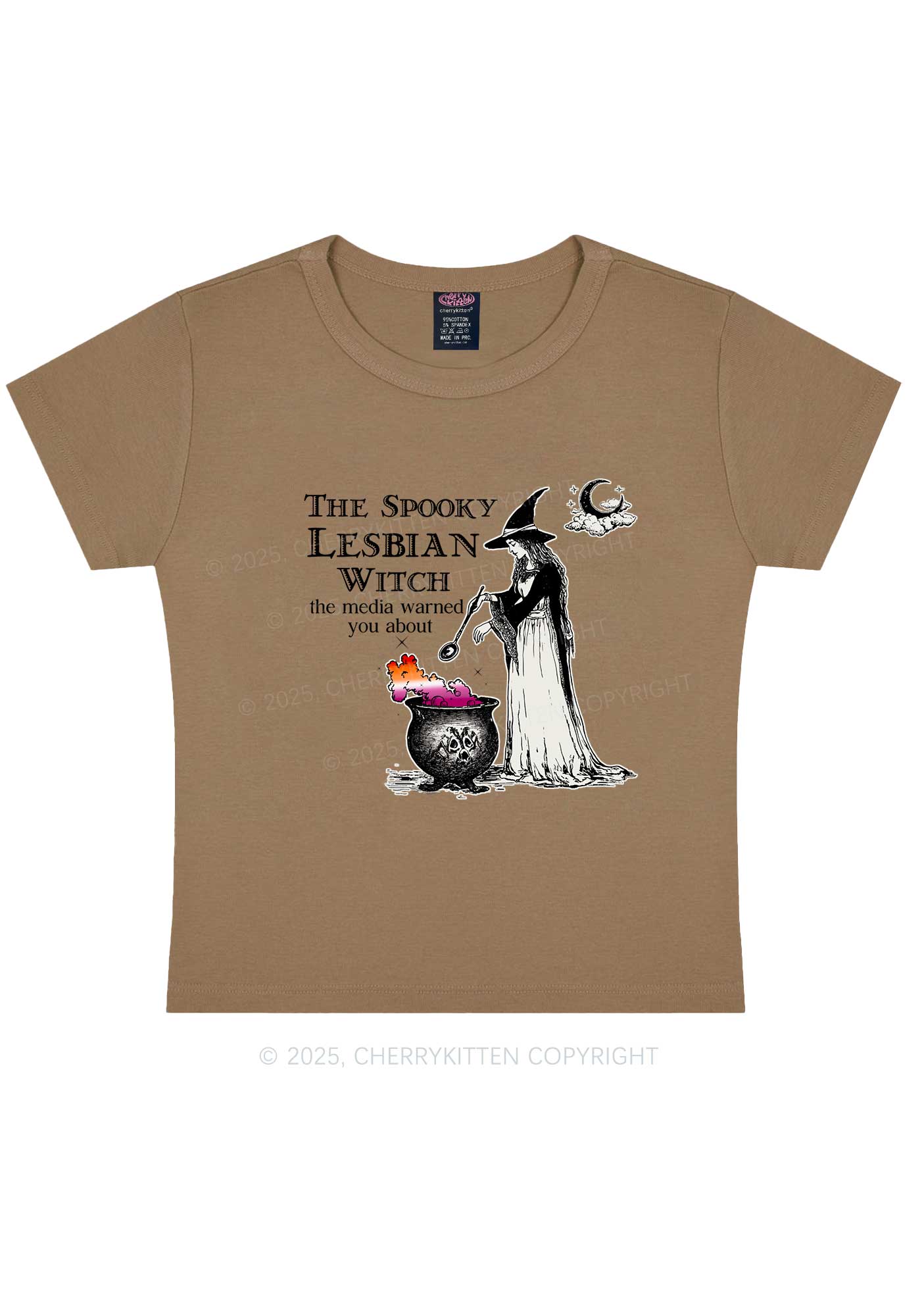 The Spooky Lesbian Witch Y2K Baby Tee Cherrykitten - Image 10