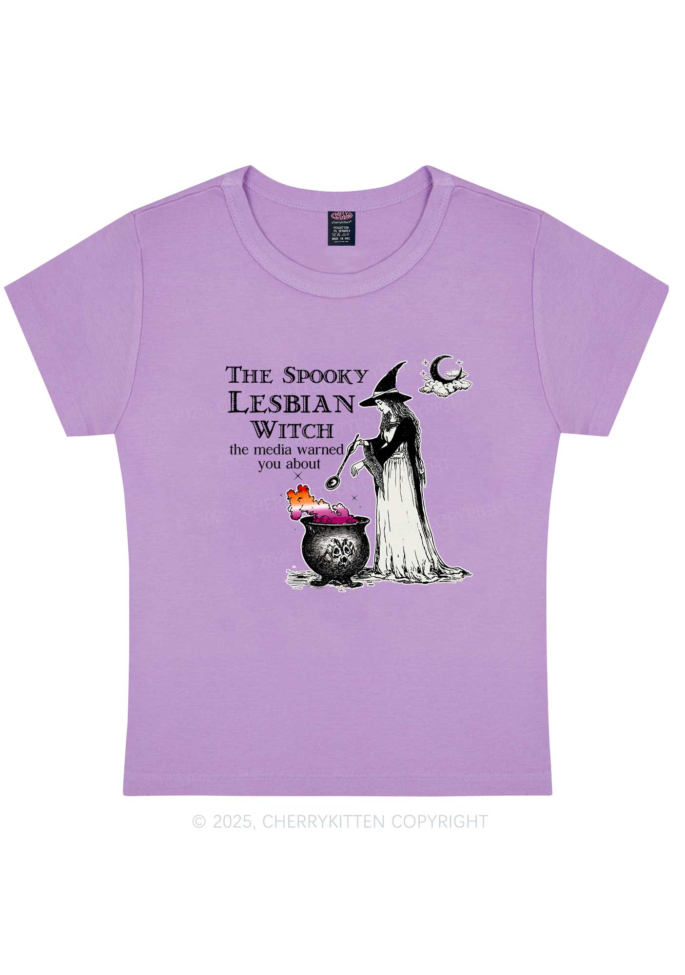 The Spooky Lesbian Witch Y2K Baby Tee Cherrykitten - Image 6