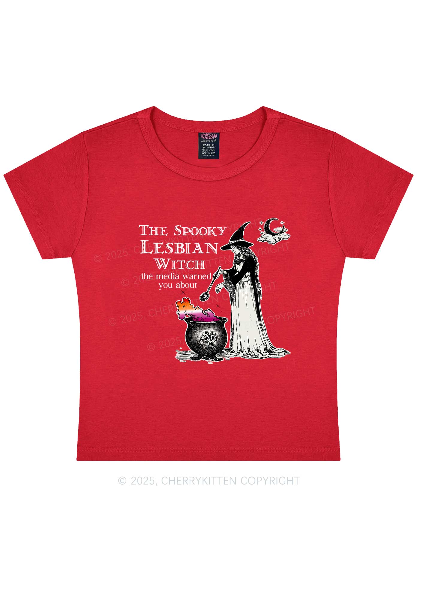 The Spooky Lesbian Witch Y2K Baby Tee Cherrykitten - Image 8