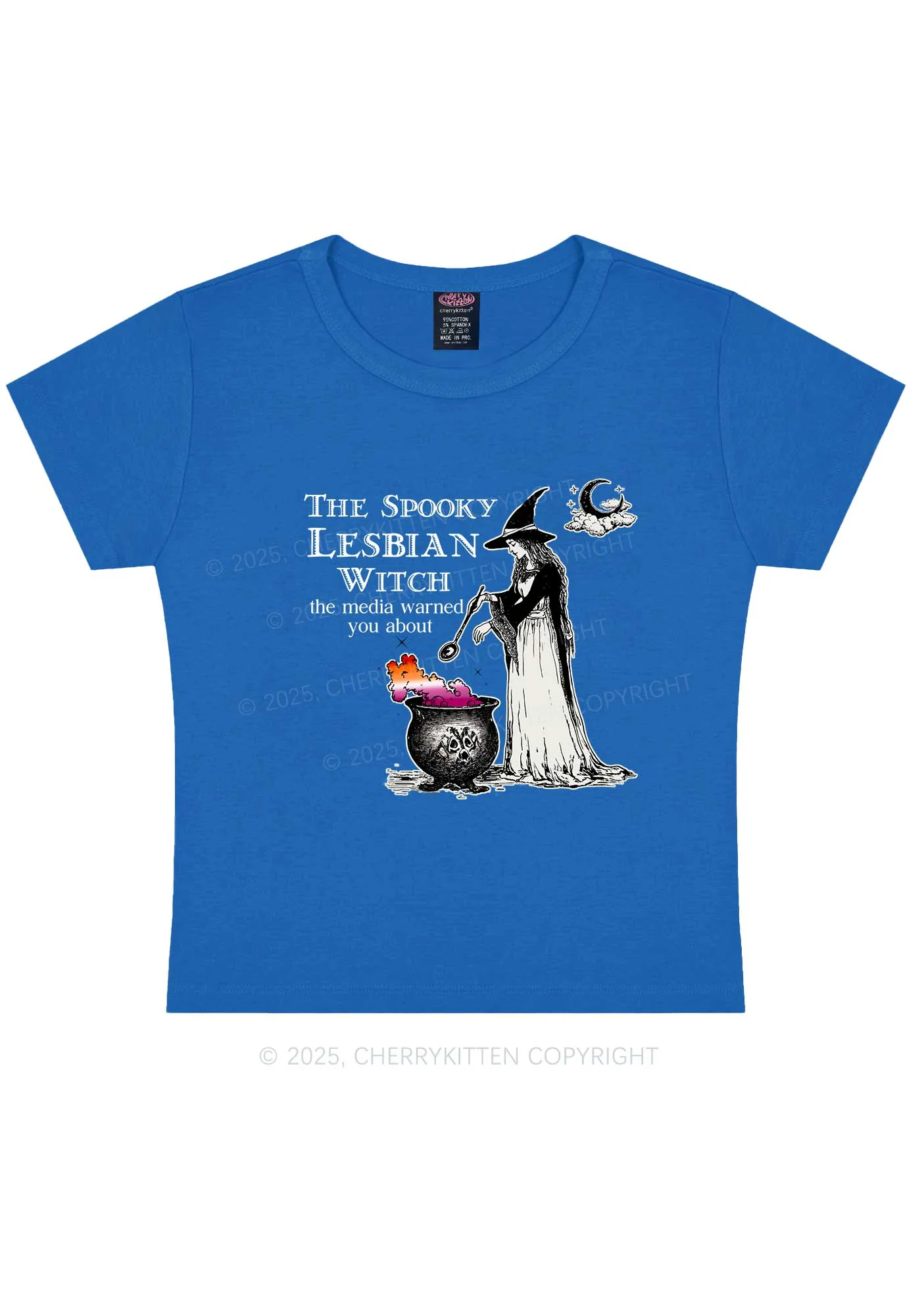 The Spooky Lesbian Witch Y2K Baby Tee Cherrykitten - Image 9