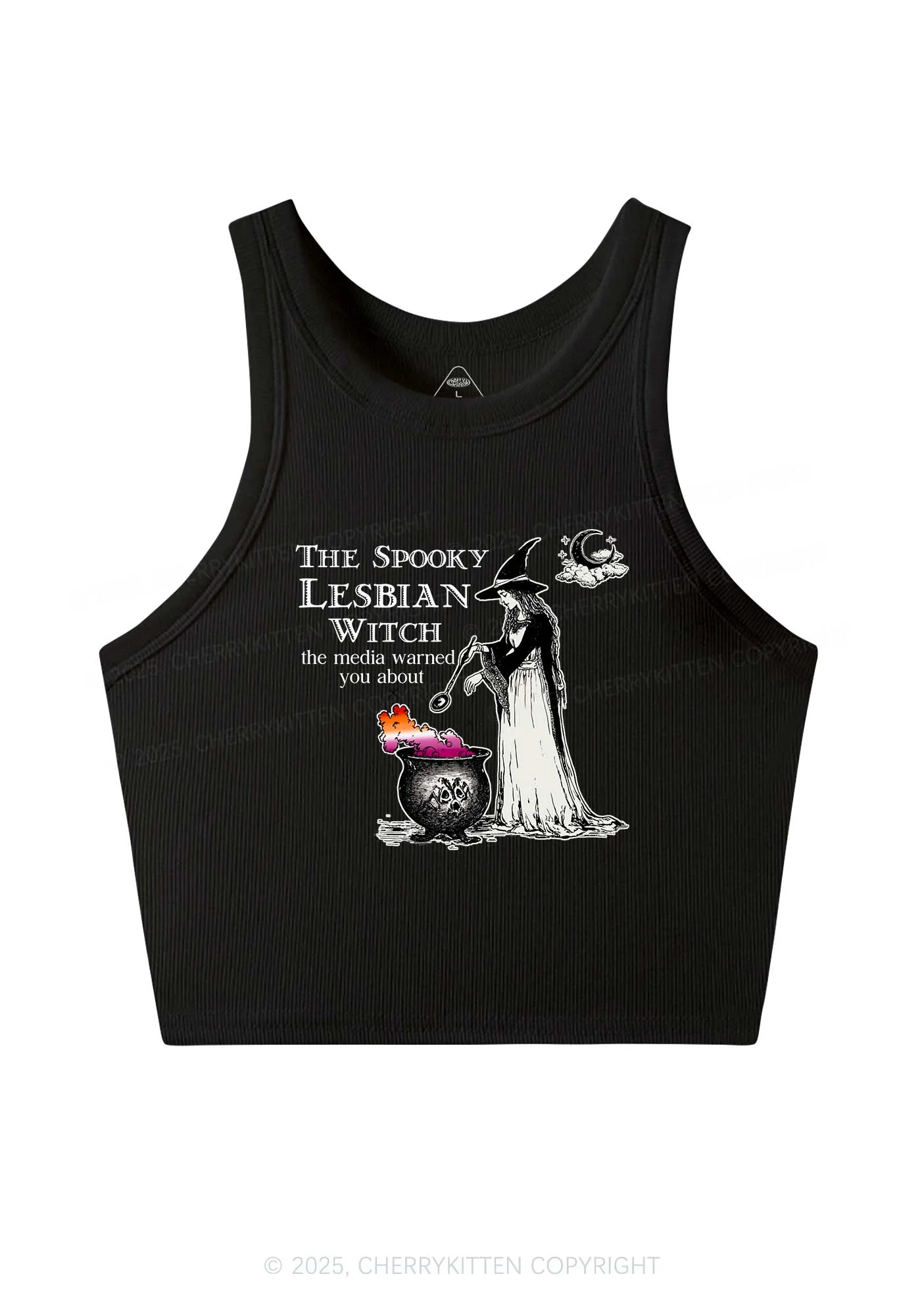 The Spooky Lesbian Witch Y2K Crop Tank Top Cherrykitten - Image 3