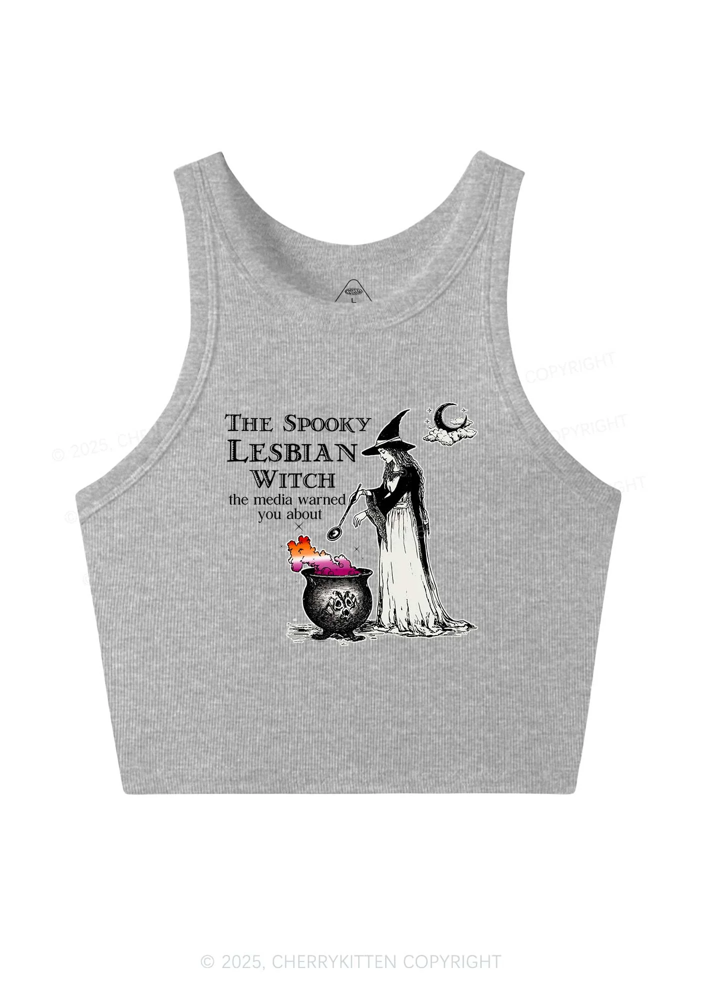 The Spooky Lesbian Witch Y2K Crop Tank Top Cherrykitten - Image 4