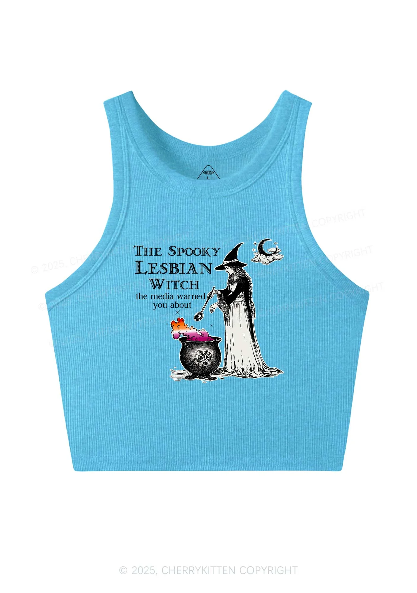 The Spooky Lesbian Witch Y2K Crop Tank Top Cherrykitten - Image 5