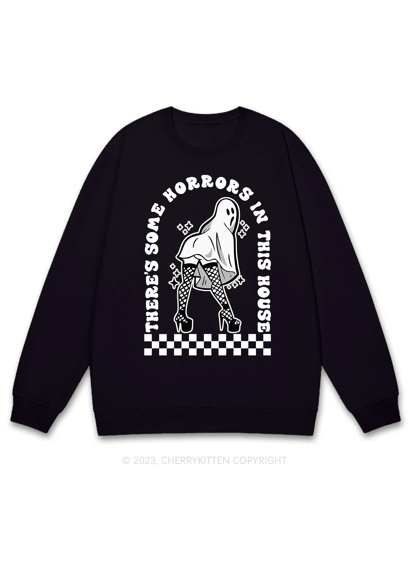 There's Some Horrors In This House Halloween Y2K Sweatshirt Cherrykitten - Image 2
