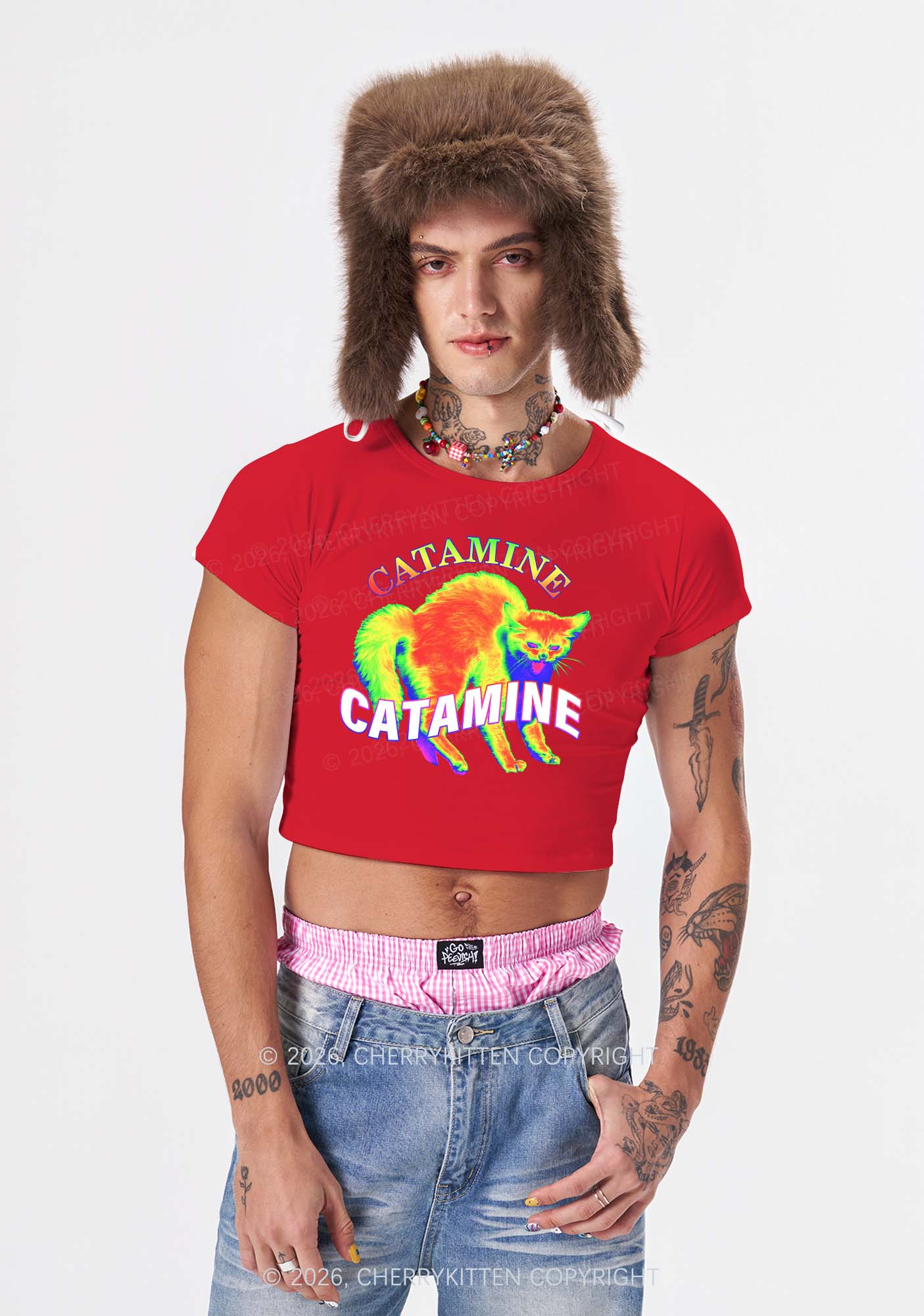 Thermal Cat Y2K Baby Tee Cherrykitten - Image 2