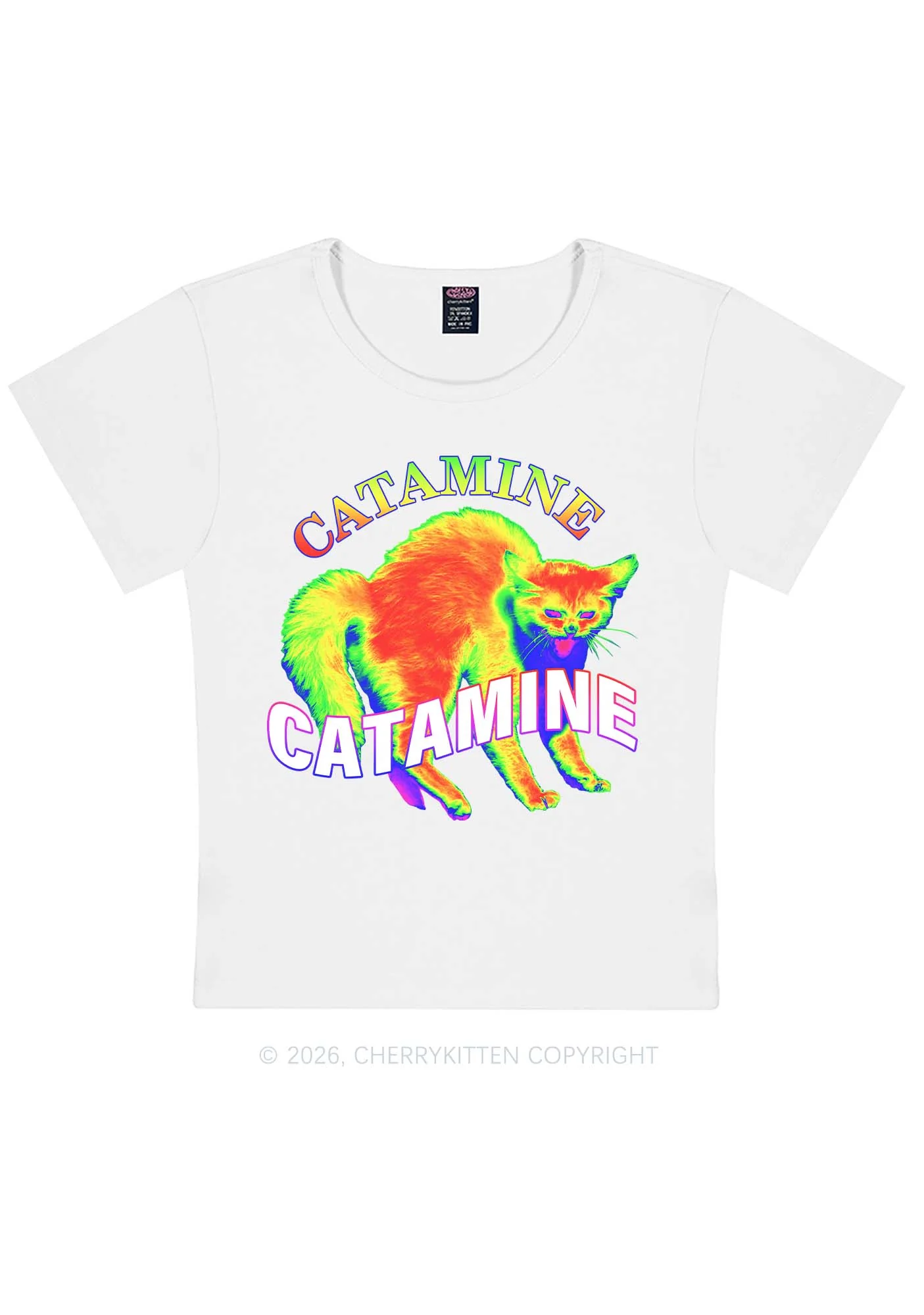 Thermal Cat Y2K Baby Tee Cherrykitten - Image 3