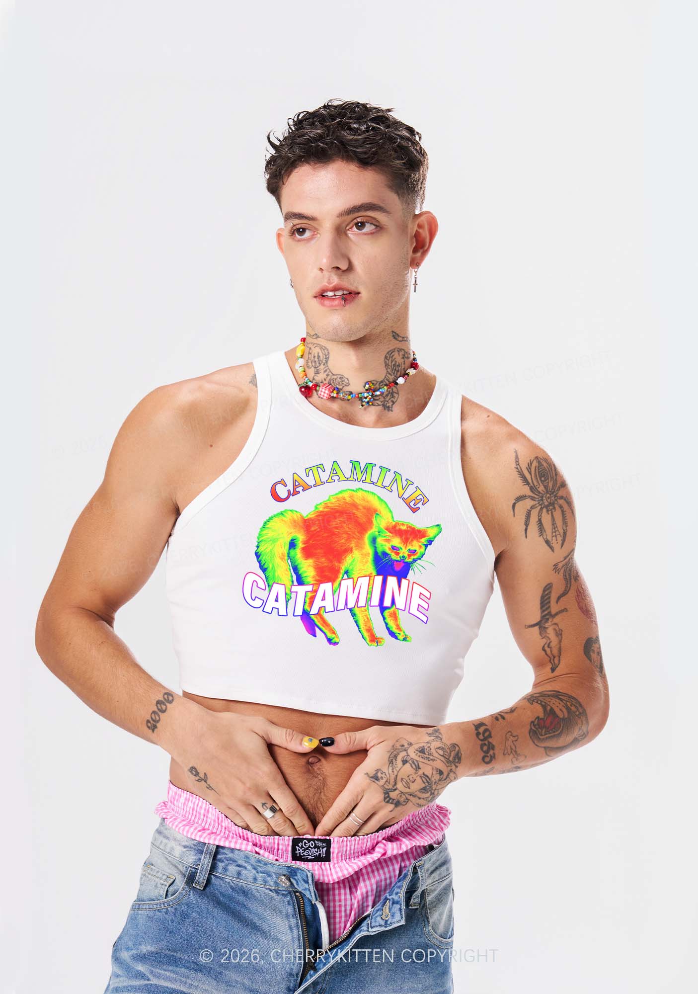 Thermal Cat Y2K Crop Tank Top Cherrykitten - Image 2