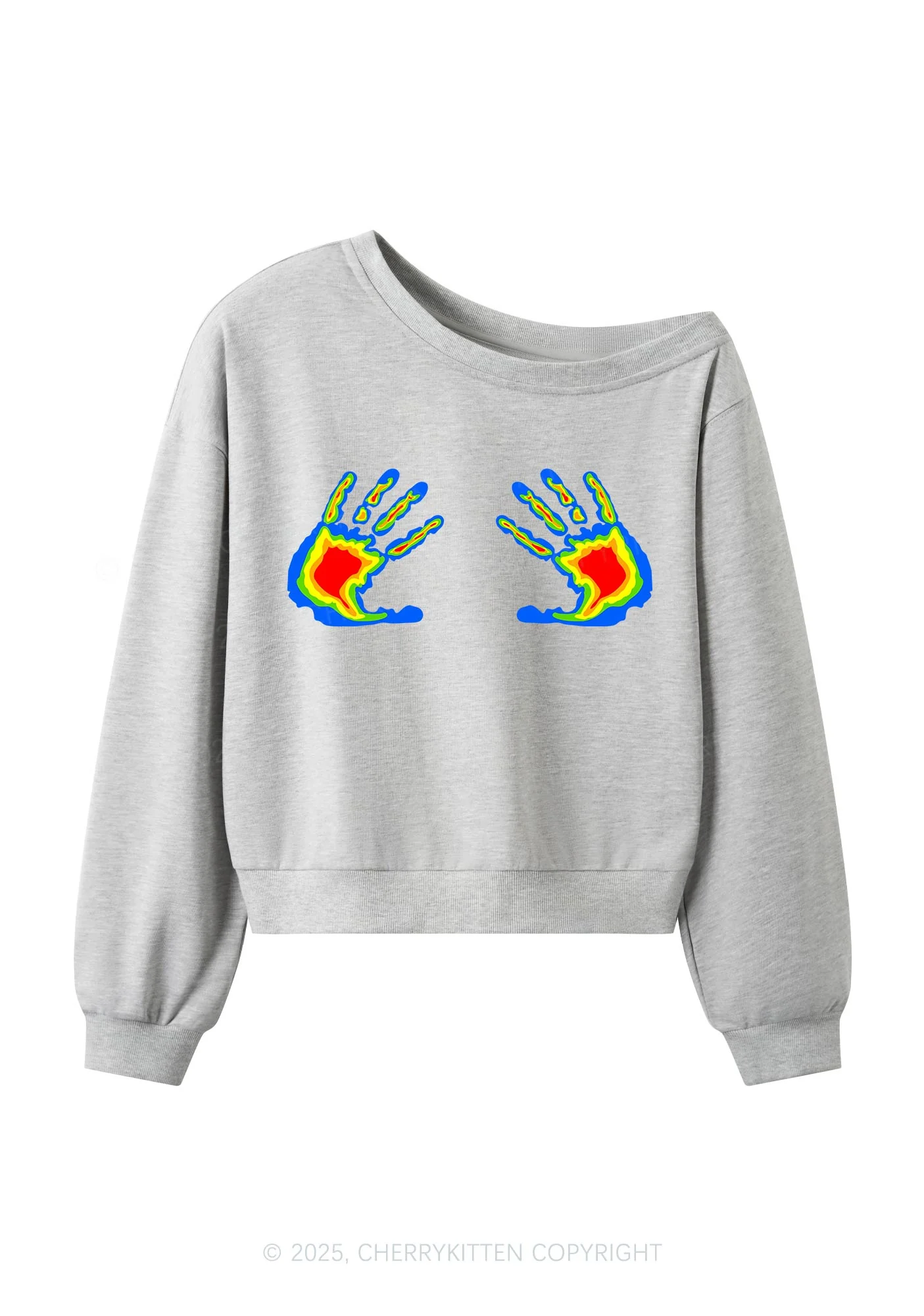 Thermal Hands Y2K Off Shoulder Sweatshirts Cherrykitten - Image 3