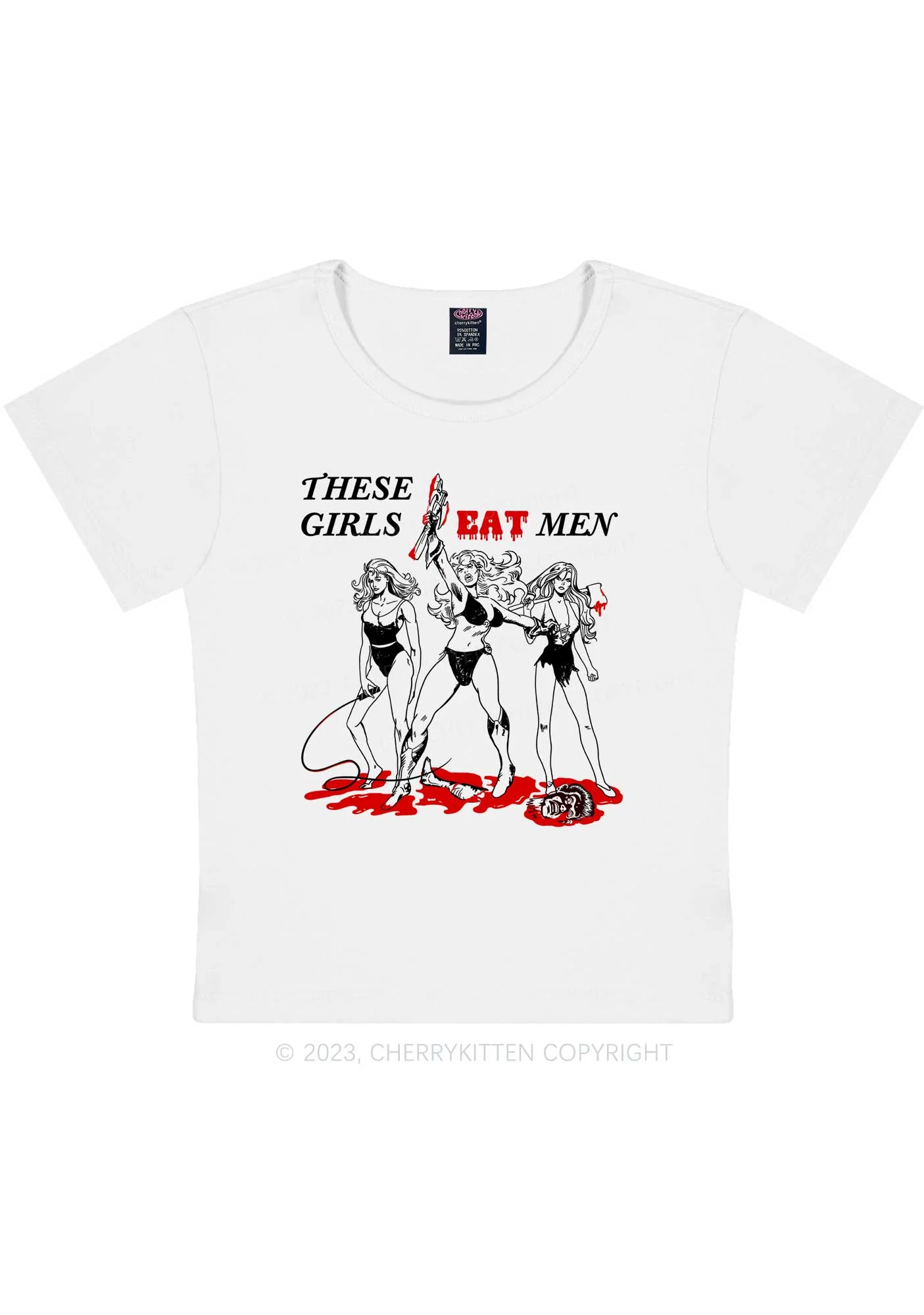 These Girls Eat Men Y2K Baby Tee Cherrykitten - Image 3