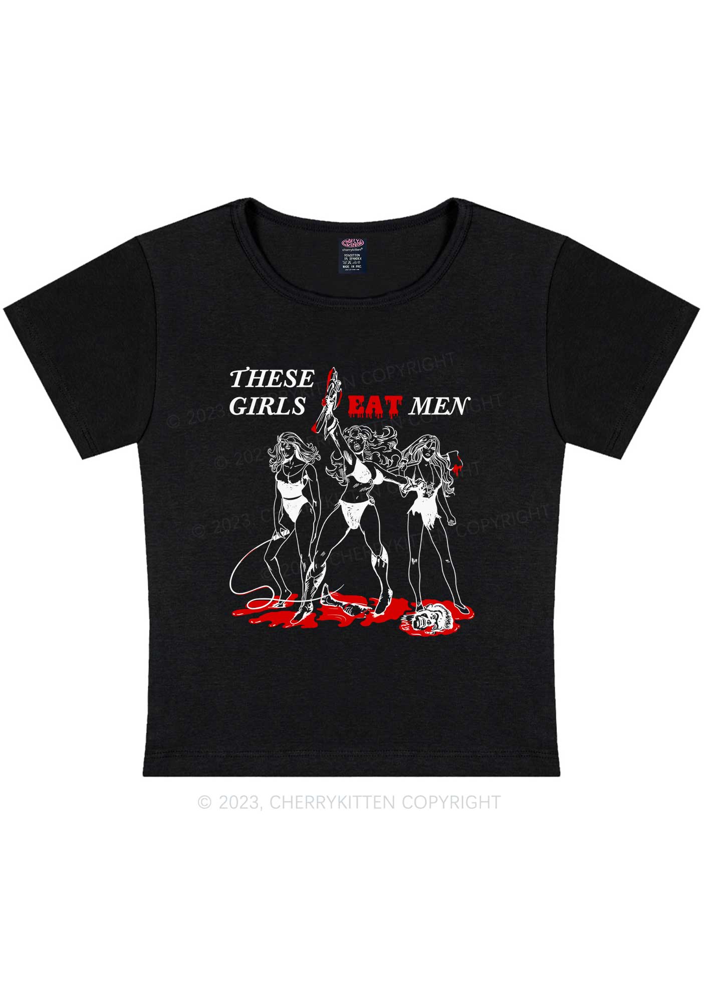 These Girls Eat Men Y2K Baby Tee Cherrykitten - Image 4