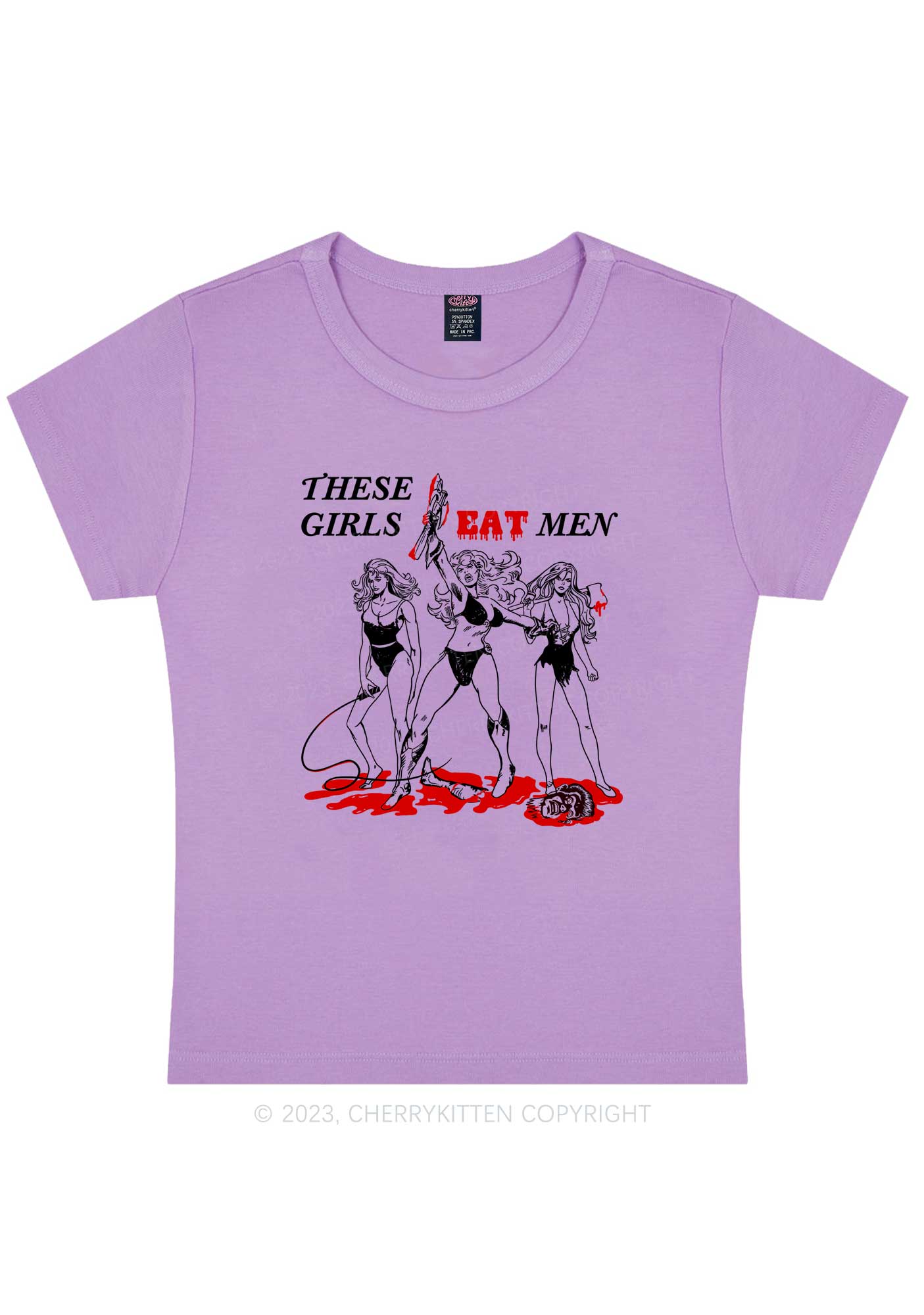 These Girls Eat Men Y2K Baby Tee Cherrykitten - Image 5