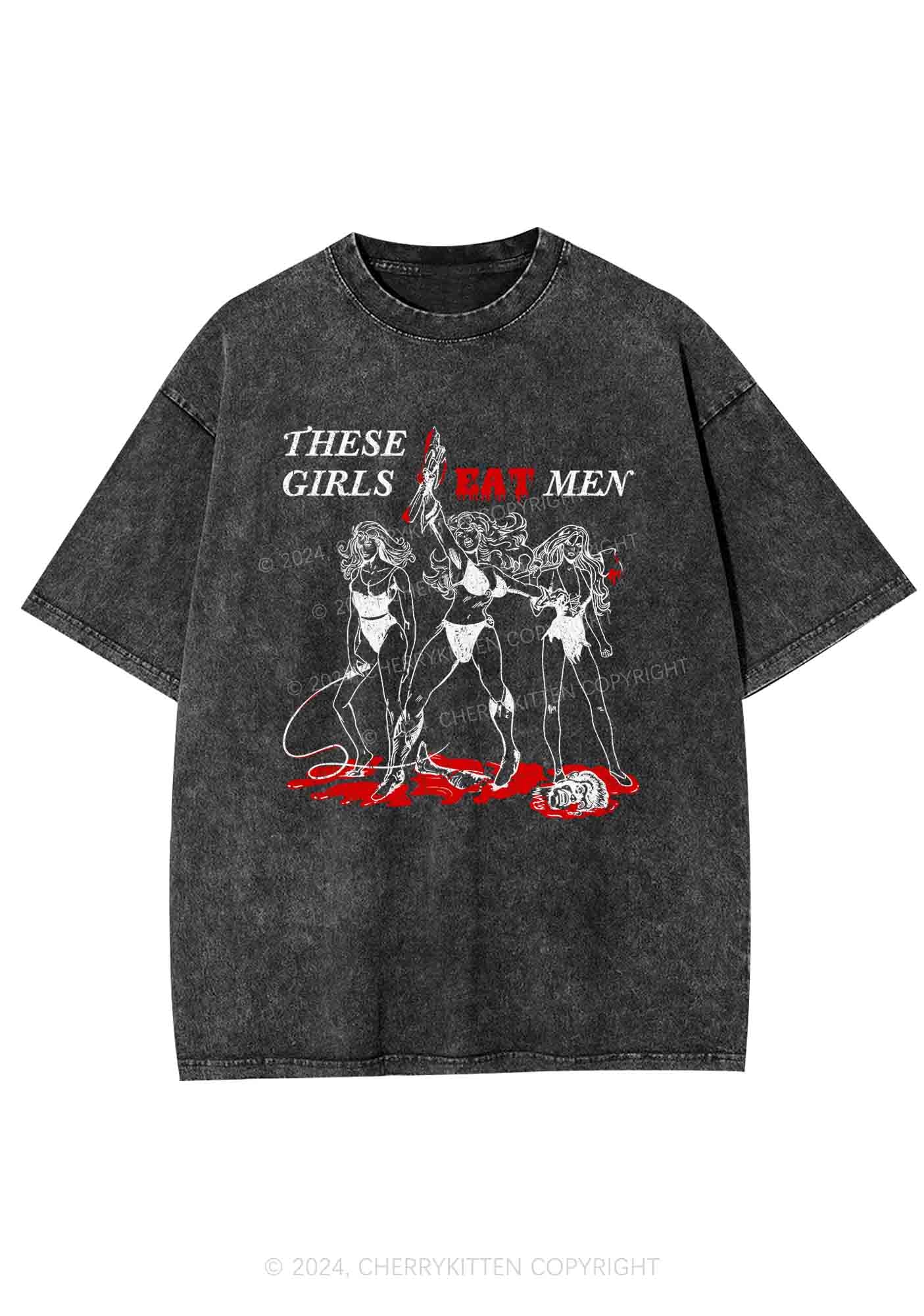 These Girls Eat Men Y2K Washed Tee Cherrykitten - Image 3